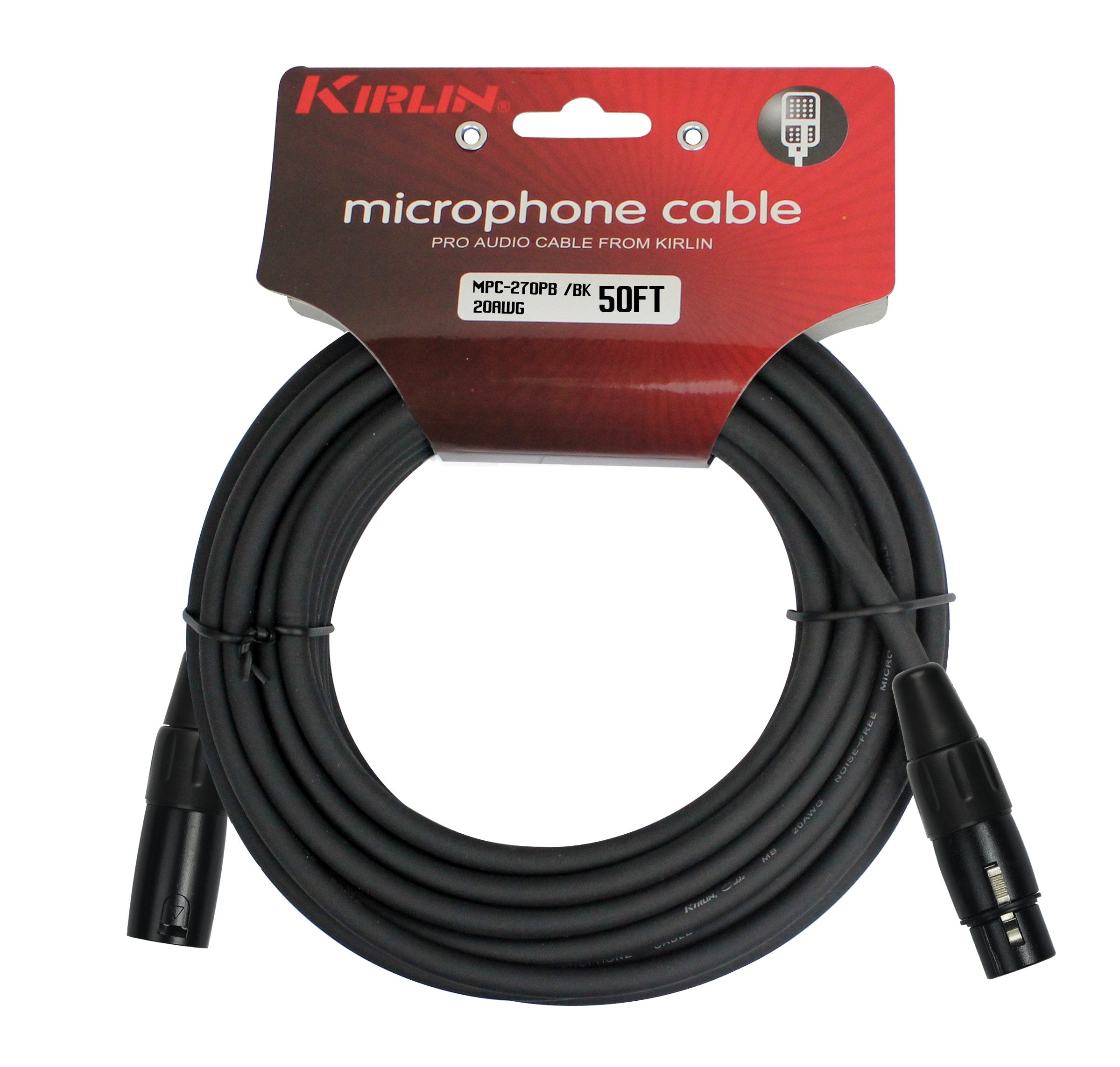 Kirlin Cable Mpc Microphone Cable, Xlr, Black, 50Ft (Mpc 270Pb 50/Bk)