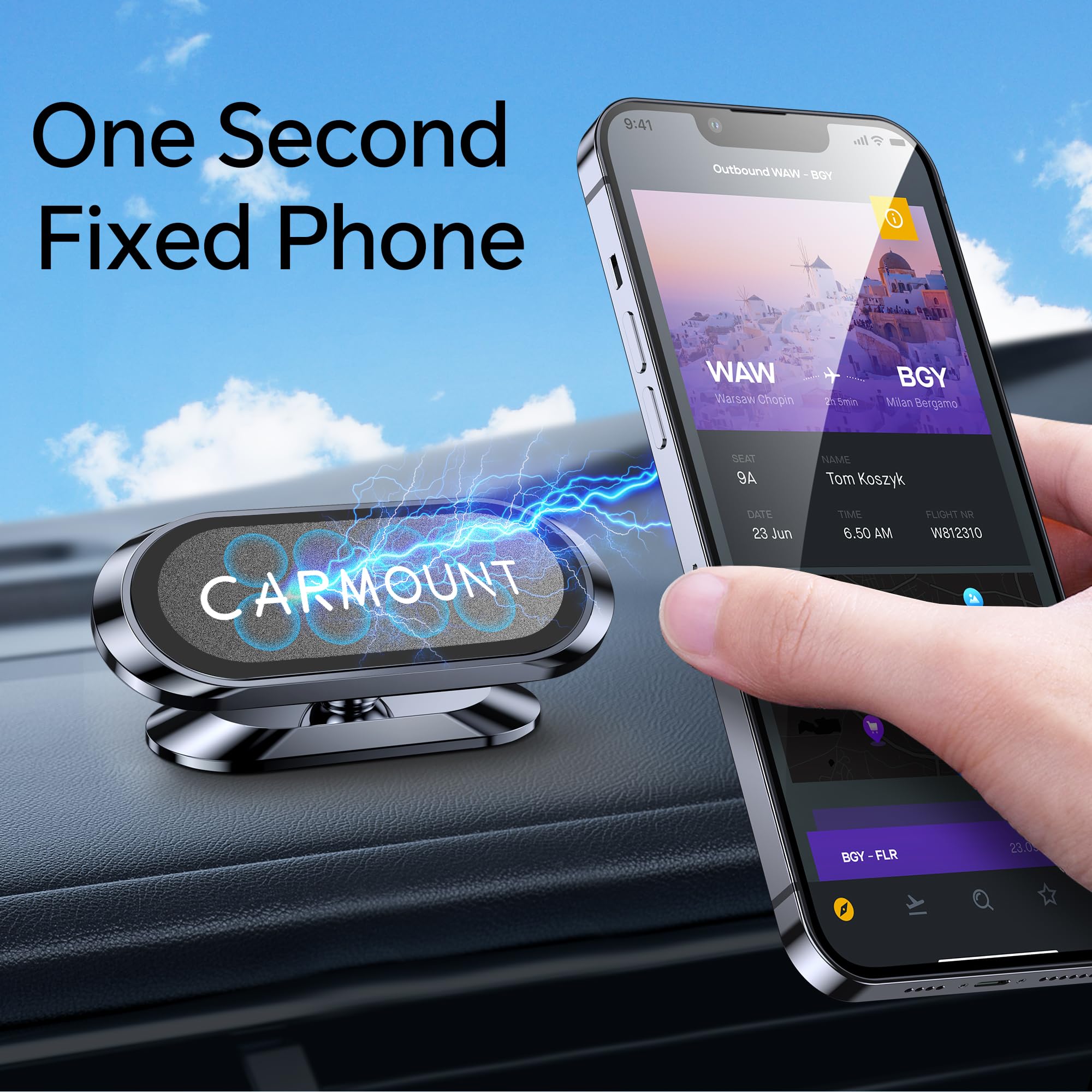 ?2-Pack? Magnetic Phone Holder For Car?Super Magnets?Carmount 2.0 Magnetic Phone Mount?360Rotation?Universal Dashboard Cell Phon