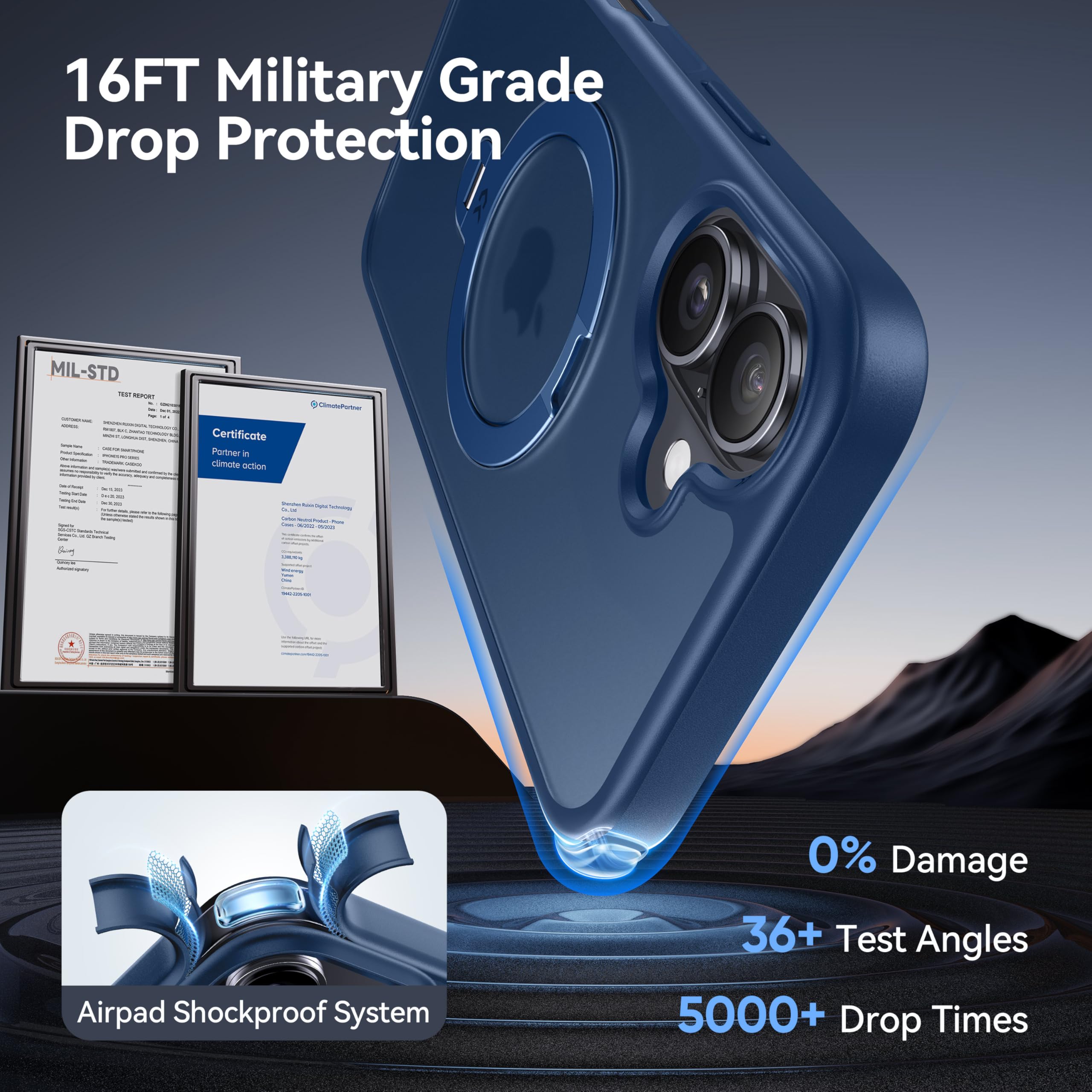 Casekoo For Iphone 16 Case With 360 Upgraded Rotatable Magnetic Stand [Military Drop Protection] [Compatible With Magsafe] Shock