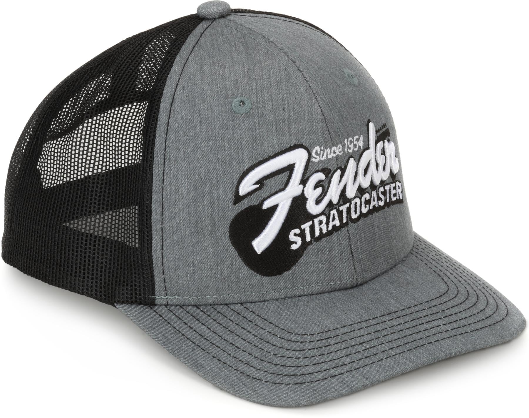 Fender Stratocaster Guitar Hat, Trucker Ht with Adjustable Strap, Heather Gray