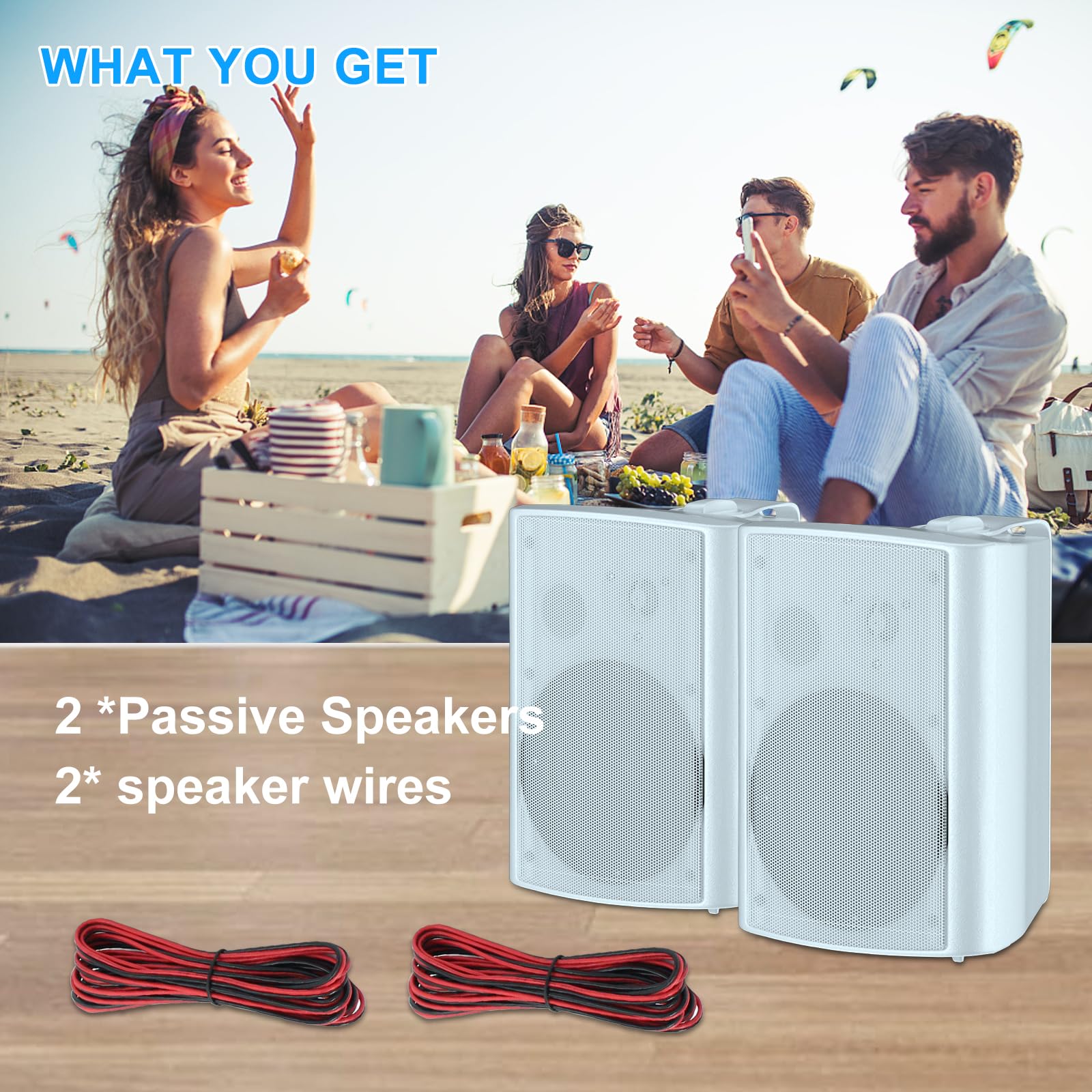 Herdio 6.5 Inch 400W Outdoor Speakers Wired Waterproof Passive With Powerful Bass,Wall Mount Speakers For Patio Garage Covered D