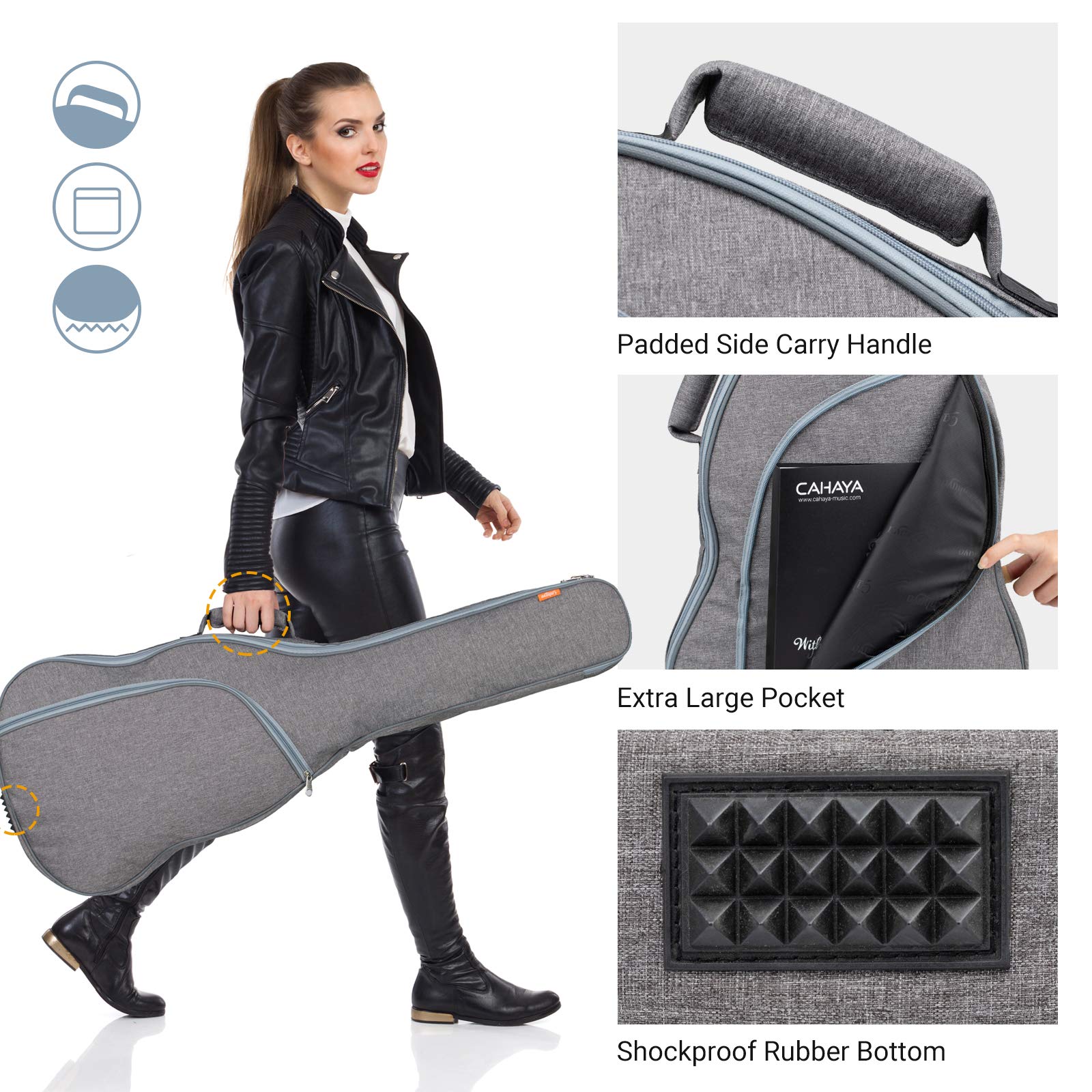 Cahaya Electric Guitar Bag Padded Electric Guitar Gig Bag Case 0.35In Padding Dual Adjustable Shoulder Strap Electric Guitar Cas
