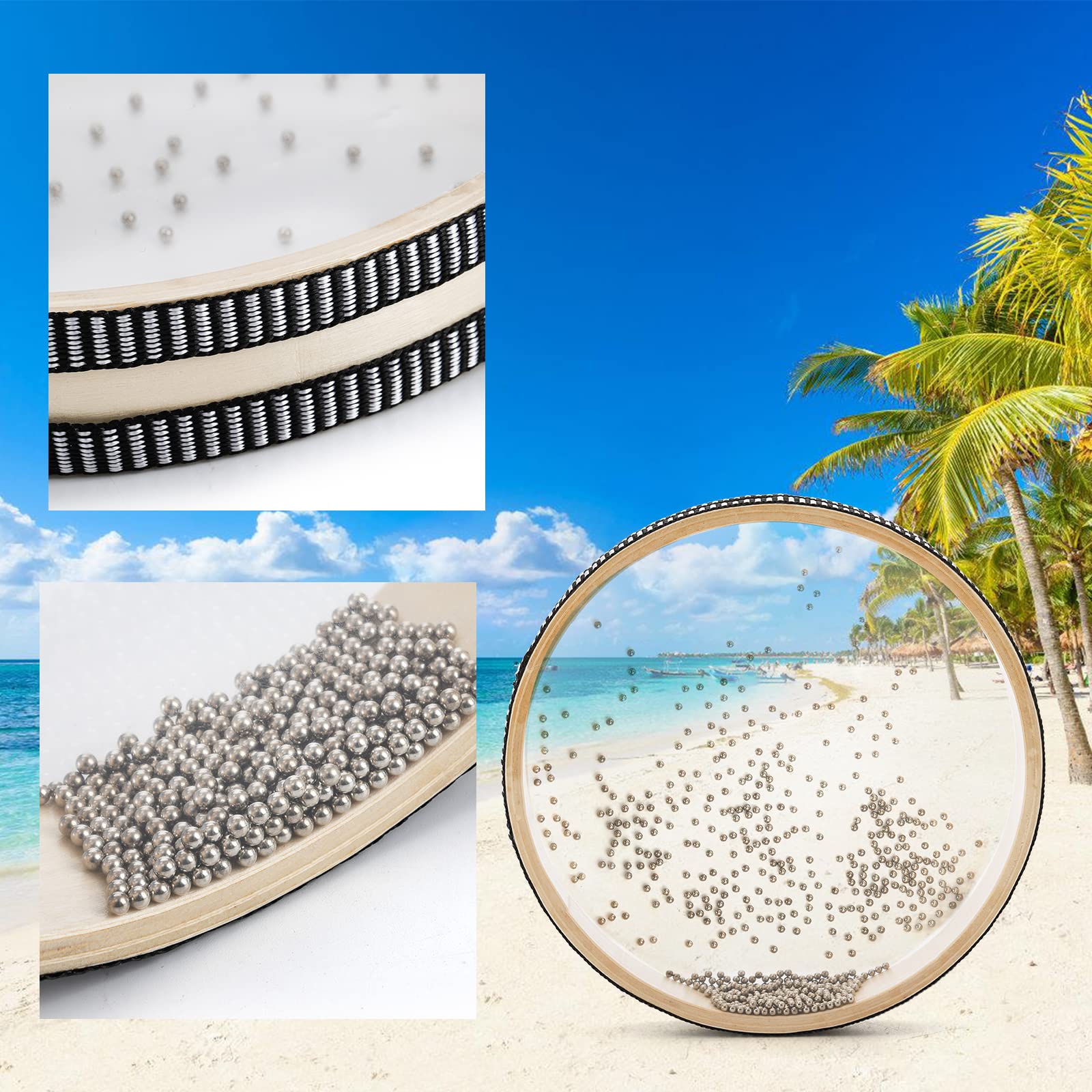 Fasmov 4 Pack Wave Bead Ocean Drum, Sea Sound Drum With Hardwood Shell Ocean Sound Drum Musical Instrument Percussion For Home S