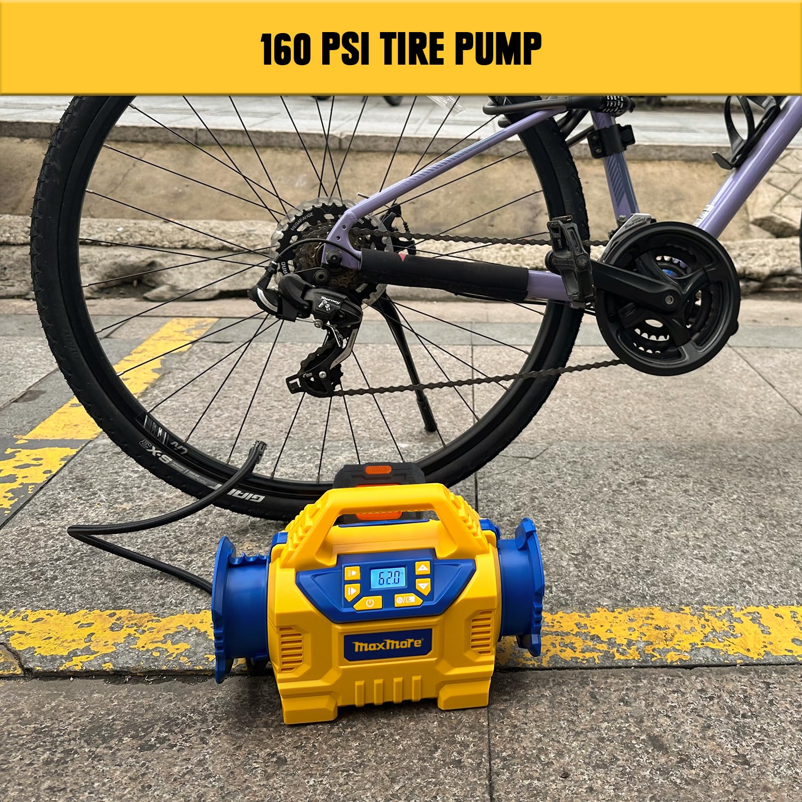 Cordless Tire Inflator Compatible With Dewalt 20V Max Battery 160 Psi Portable High Pressure Air Compressor, 2.0Ah Battery & Fas