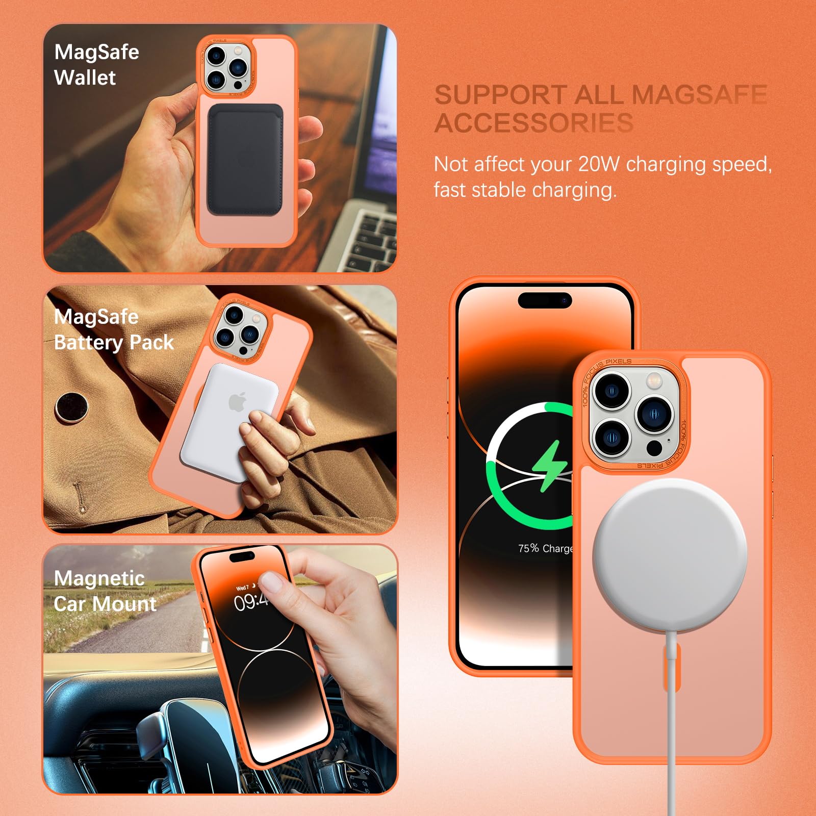 Bentoben Magnetic For Iphone 13 Pro Case [Compatible With Magsafe] Translucent Matte 13 Pro Phone Case Slim Thin Shockproof Wome