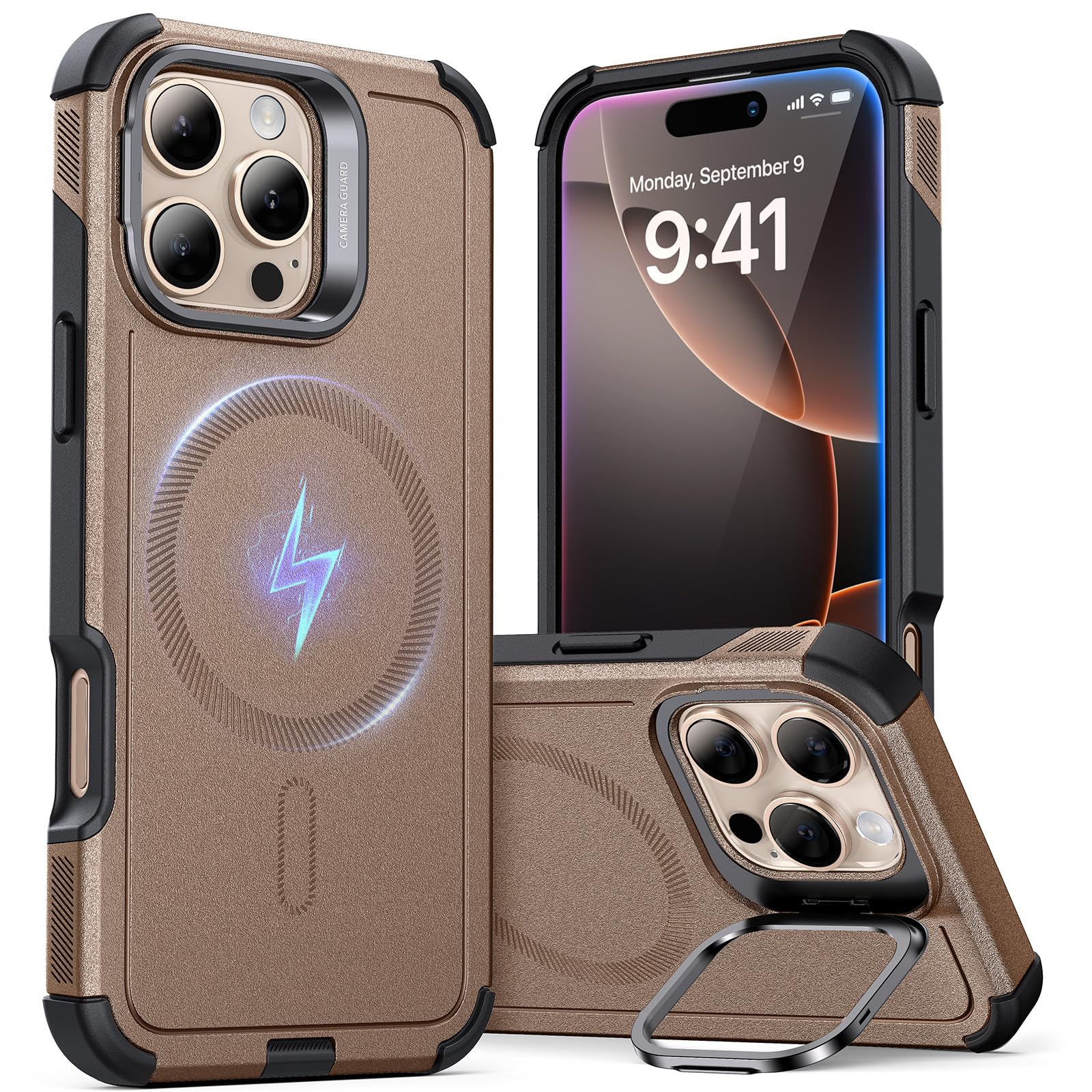 Esr For Iphone 16 Pro Case With Stand, 23Ft Military Grade Drop Protection, Heavy Duty Magnetic Phone Case, Compatible With Mags