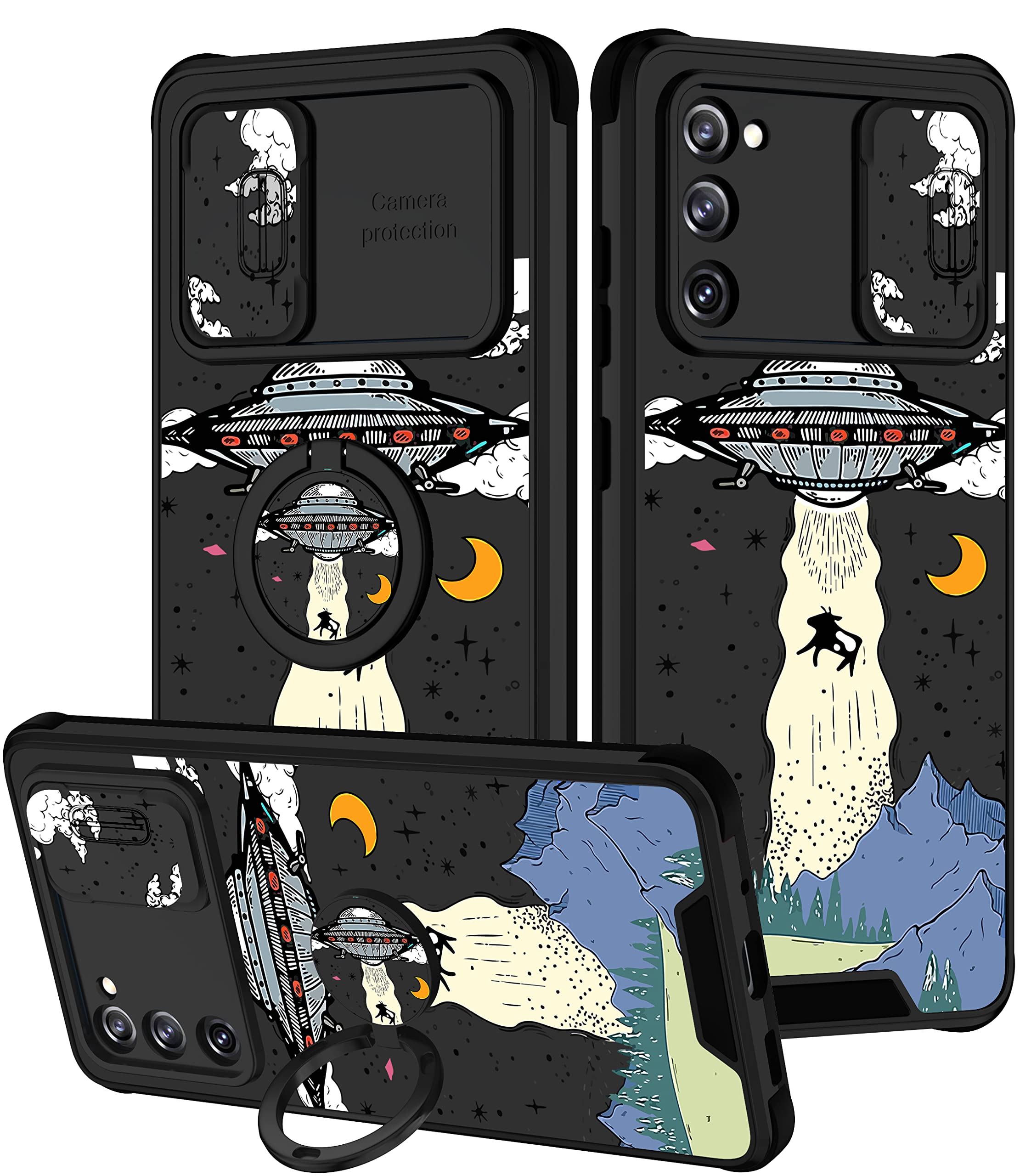 Goocrux [2In1 For Samsung Galaxy S20 Fe 5G Case For Women Men Girls Cute Ufo Phone Cover Fashion Aliens Universe Pattern Design
