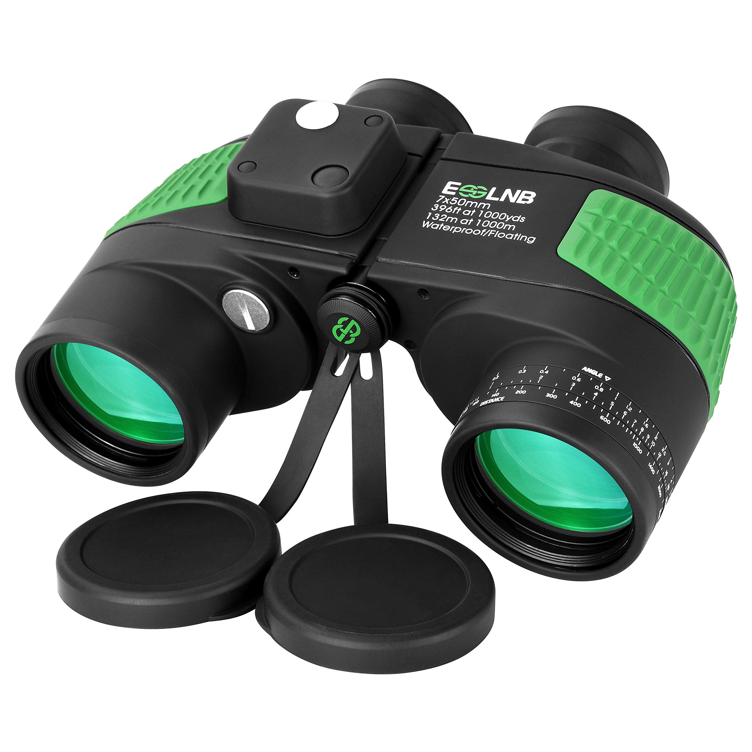 Esslnb 7X50 Marine Binoculars Ipx7 Waterproof Binoculars For Boating With Illuminated Rangefinder And Compass Bak4 Prism Fmc Mil