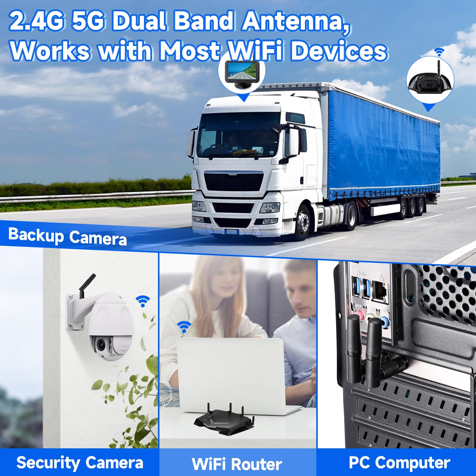 Eightwood Small Wifi Antenna Dual Band 2.4Ghz 5Ghz Rp-Sma Antenna 2Pcs For Pc Desktop Computer Pcie Card Wifi Router Wireless Ba