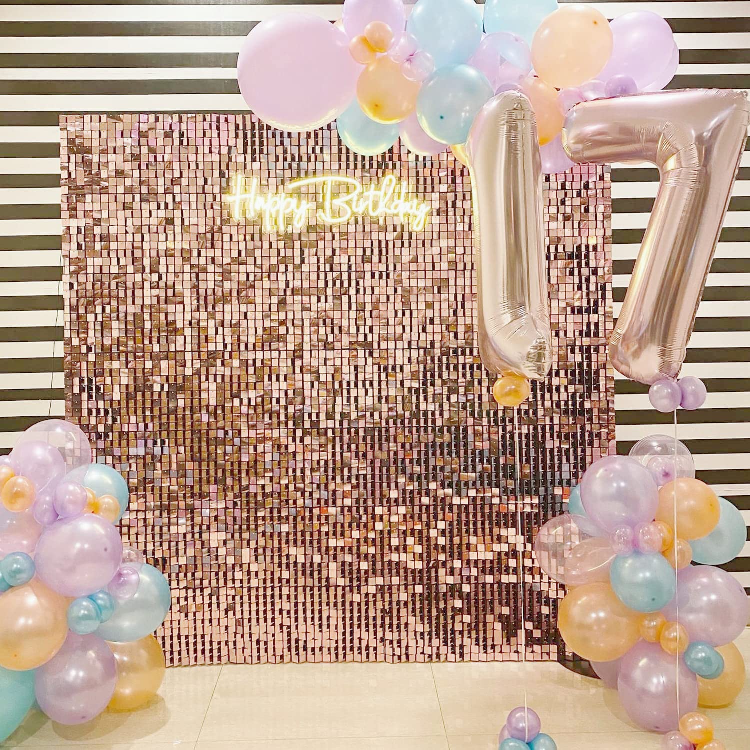 Shimmer Wall Backdrop Rose Gold Giltter Backgrounds 36 Panels For Party Wedding Birthday Engagement Bachelorette Parties Anniver