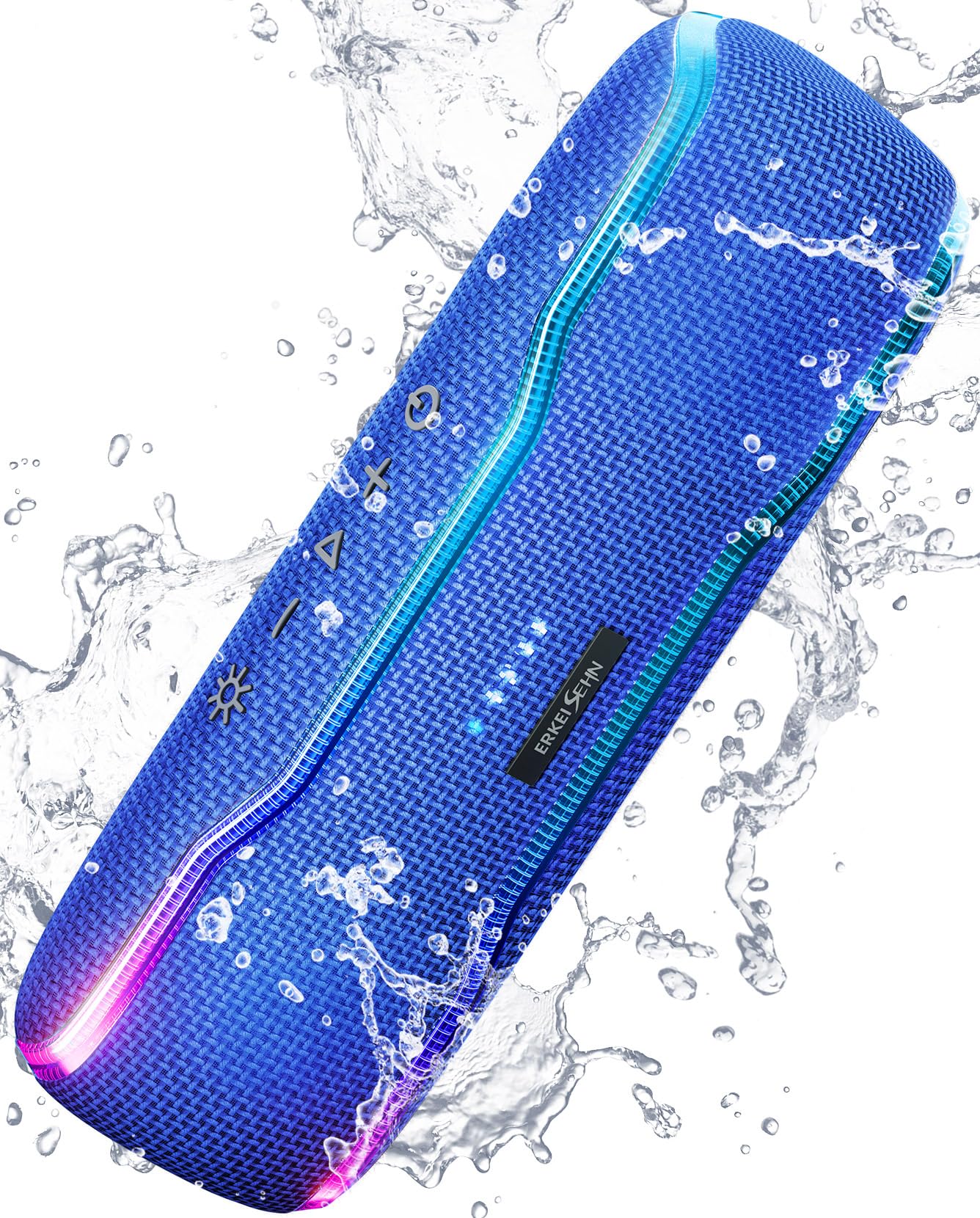 ERKEISEHN Bluetooth Speaker, IPX7 Waterproof Wireless Speakers, Flashing Light, 25W Super Bass, 24H Playtime, Stocking Stuffers 