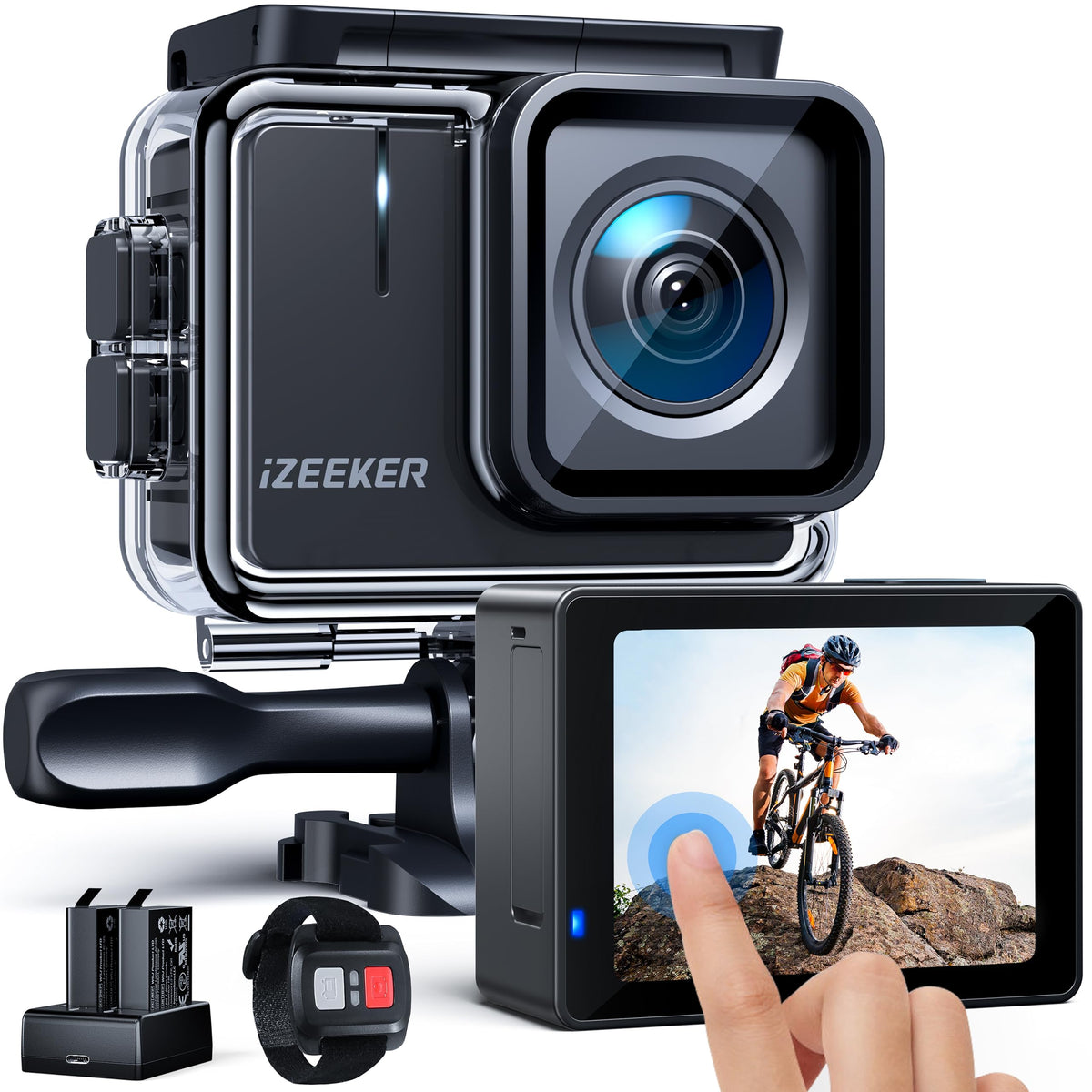 Izeeker Ia100 Action Camera 4K30Fps 20Mp Wifi 40M Underwater Camera Ultra Hd Touchscreen Waterproof Vlog Bicycle Helmet Camera (