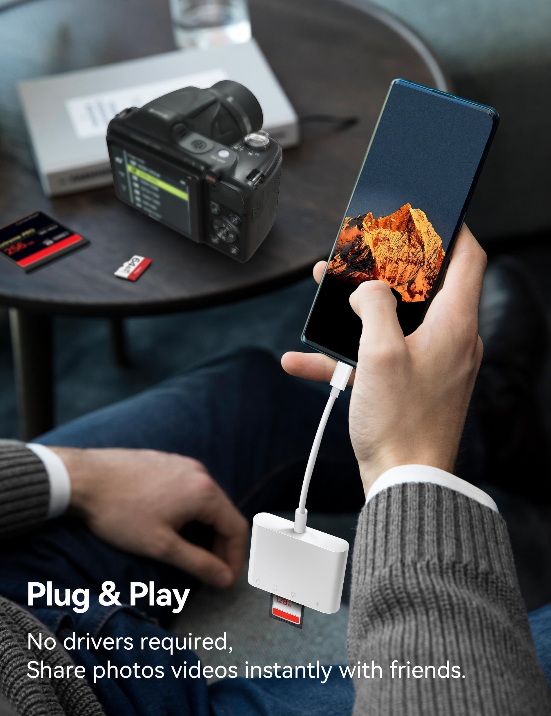 Usb C To Sd Cf Card Reader, Sd Card Adapter With Sd Microsd Cf Compact Flash Usb 4 Ports, Bnmxtek Memory Card Reader For Iphone