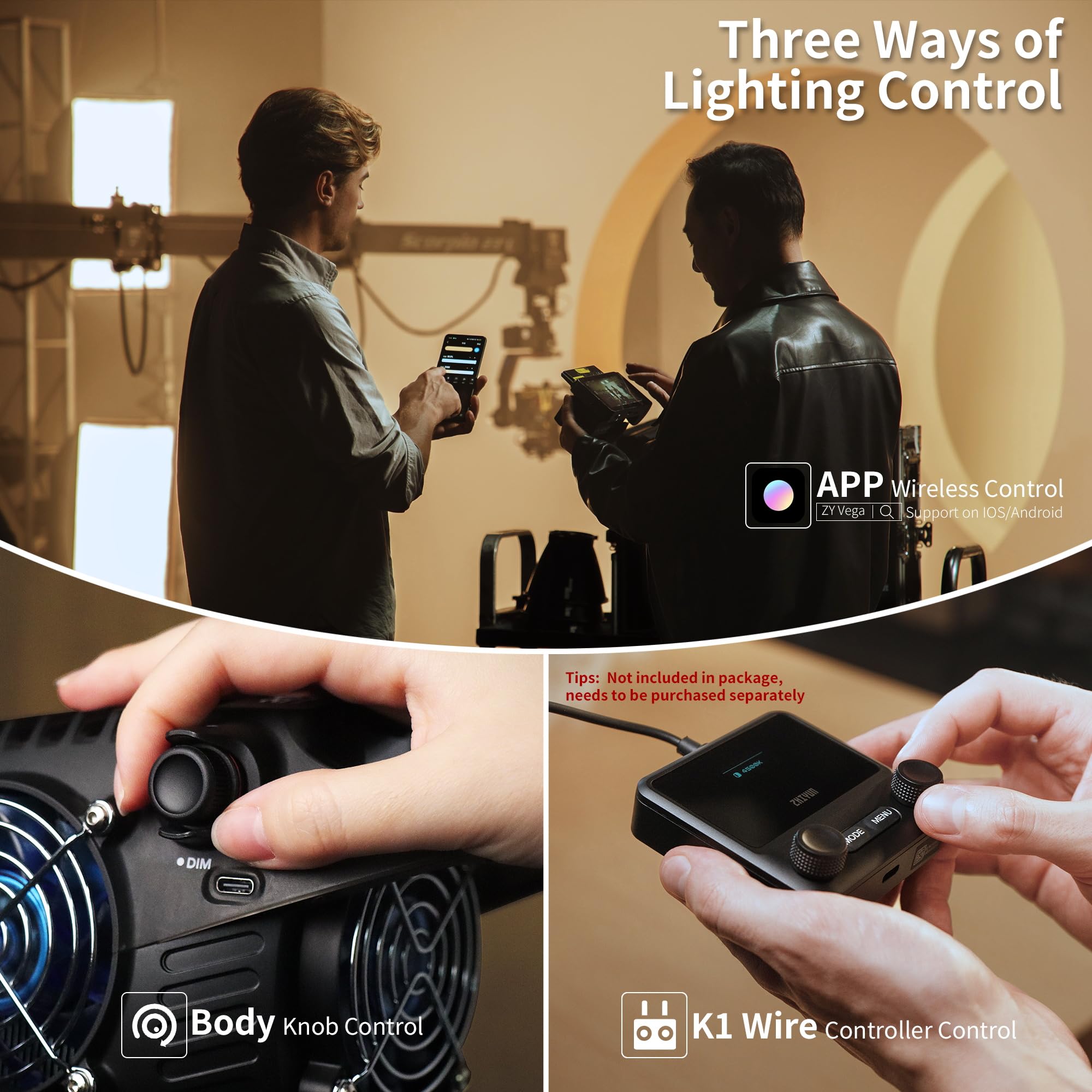 Zhiyun Molus B100 100W Cob Led Video Light 2700K 6500K Cri 96+ Tlci 96+ 20600 Lux/1M App Control 13 Scene Effects Bowens Mount S