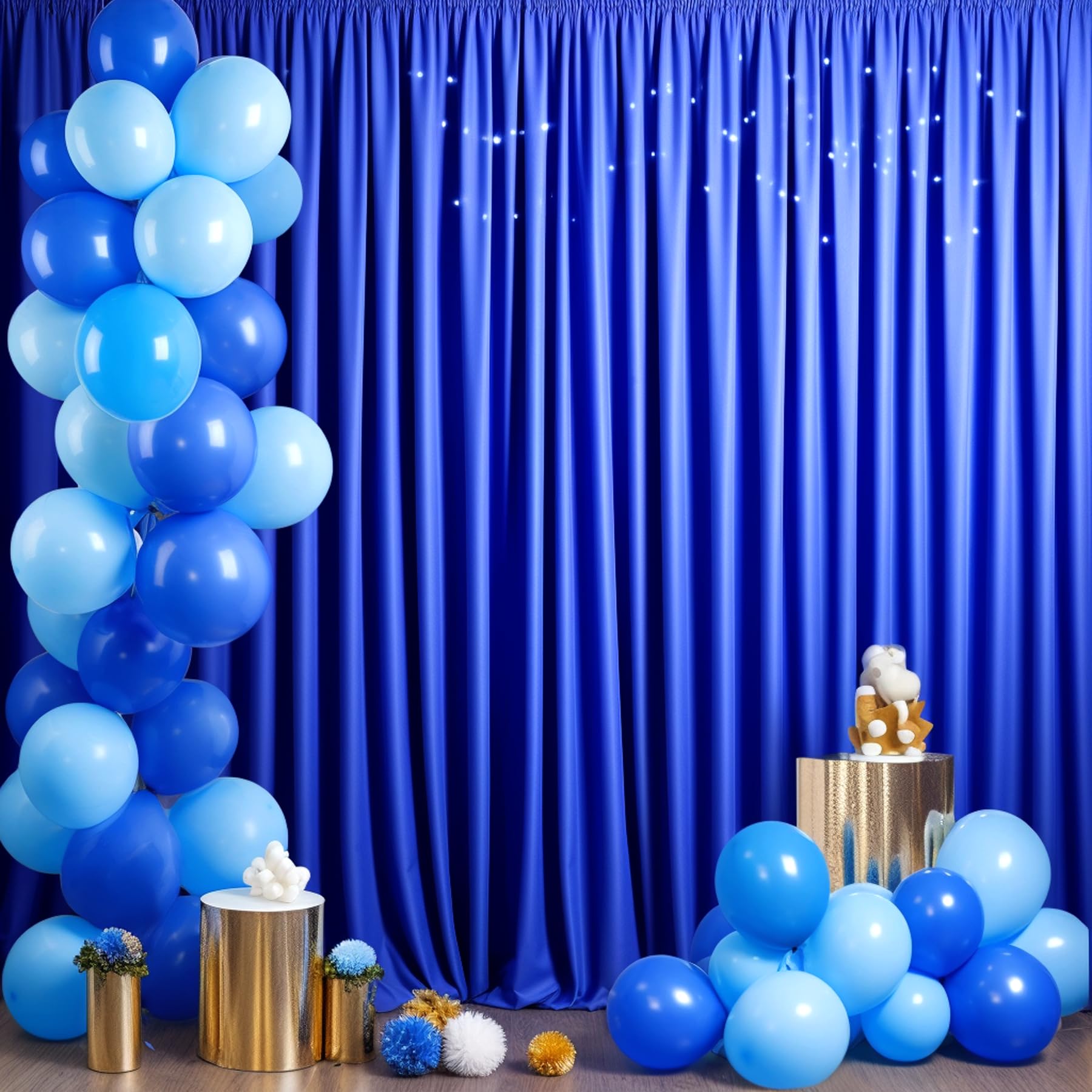 Royal Blue Backdrop Curtains For Parties, 10Ft Long Wrinkle Free Royal Blue Curtains Polyester Photography Backdrop Curtain Drap