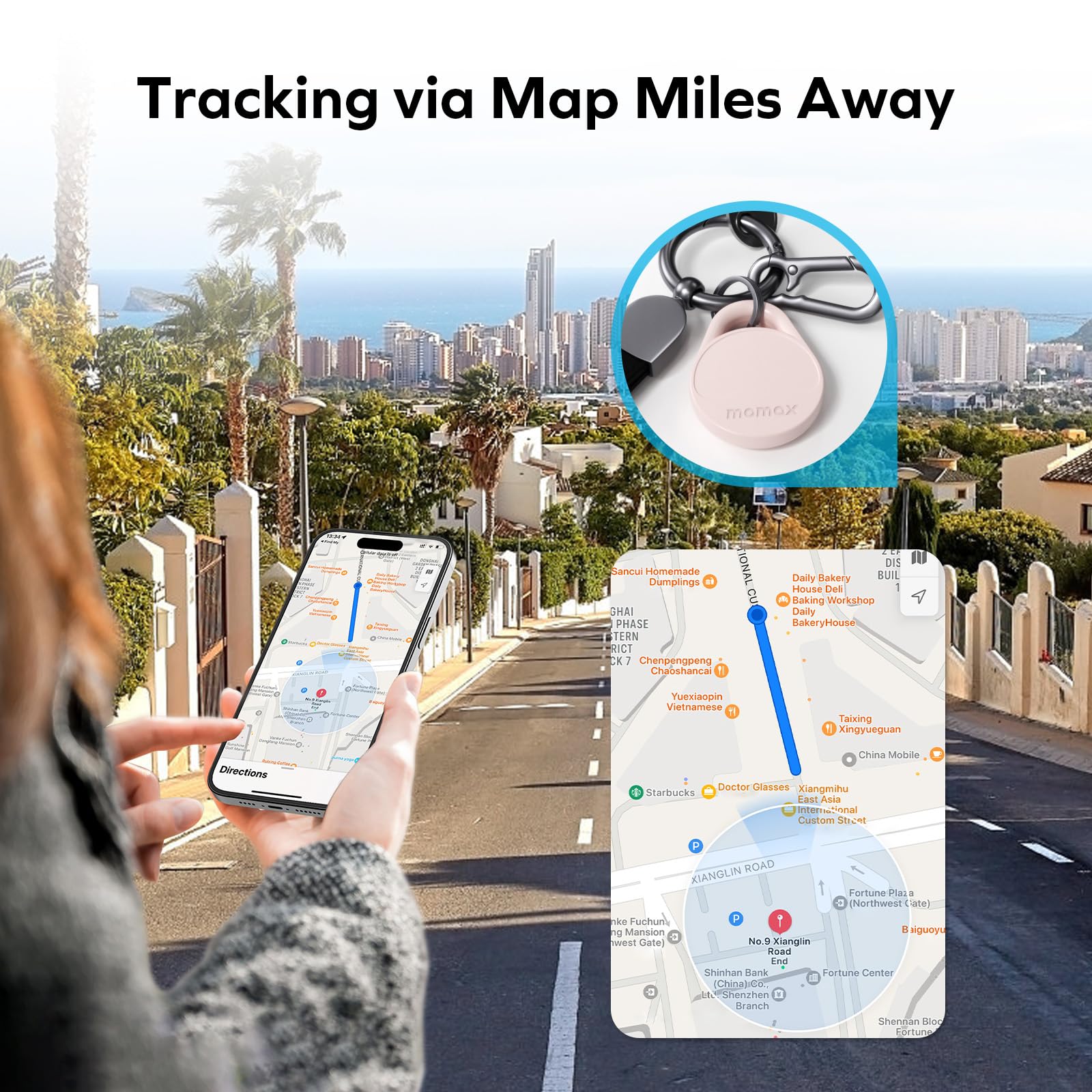 MOMAX BR10 Smart Tag Key Finder Apple Find My Tracker Pink