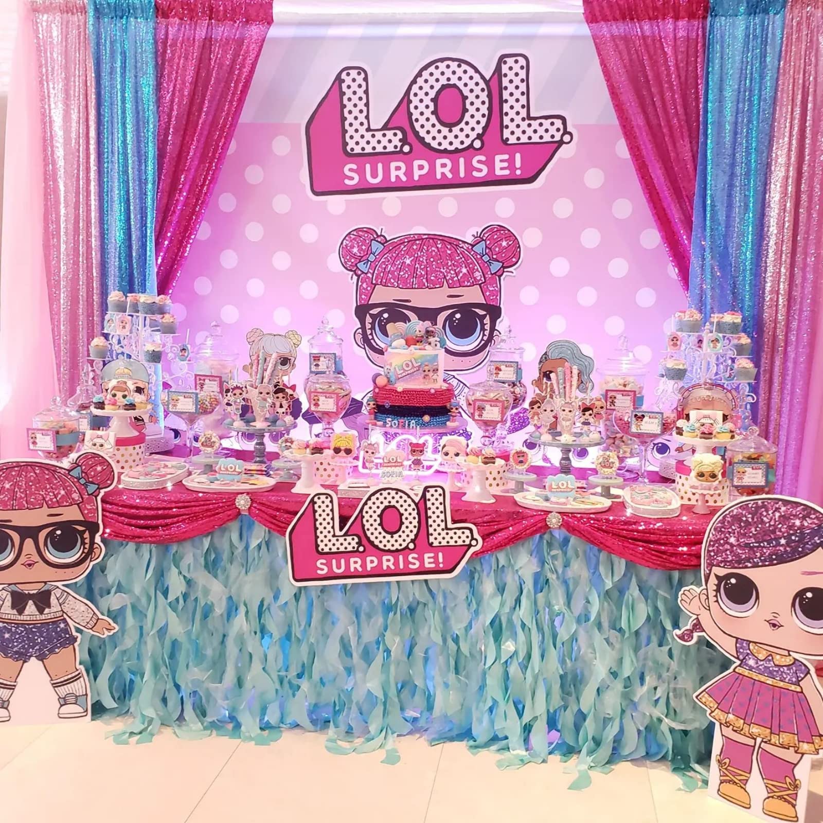 Hot Pink Sequin Backdrop 2 Panels 2Ftx8Ft Photo Backdrop Curtains Glitter Background For Wedding Party Stage Decorations