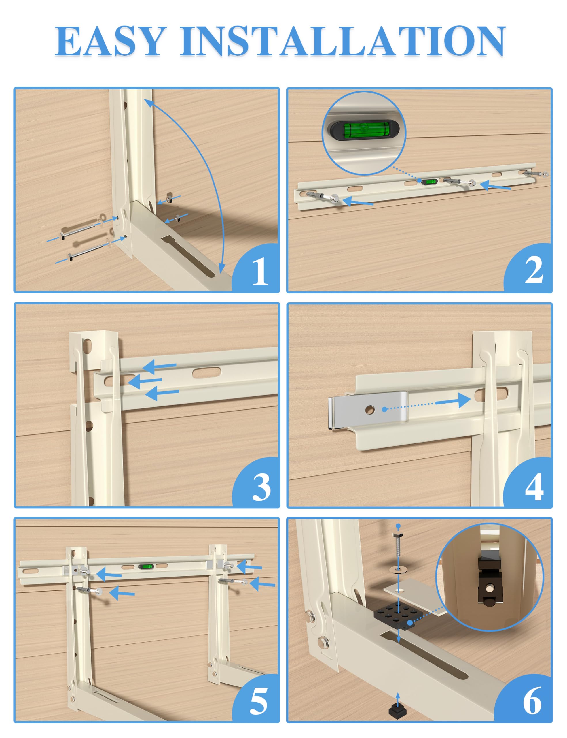 Mini Split Mounting Brackets For Outside, Condenser Bracket With Leveler For 7000 Btu To 24000 Btu Outdoor Ductless Mini Split A