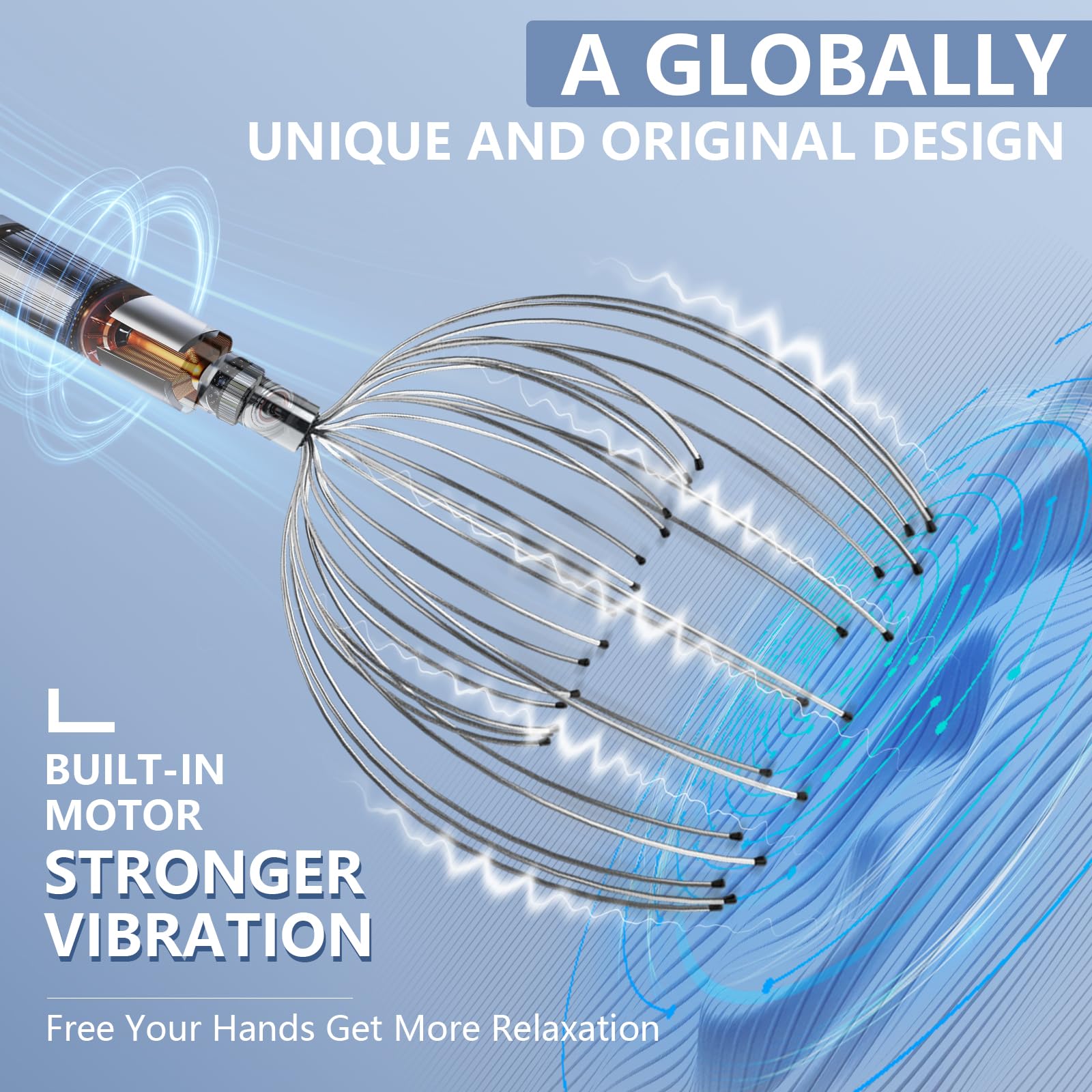 Winyoung Electric Scalp Massager, Handheld Hair Massage Tool Electric Head Scratcher Massager Whisk, 20-Finger Design Head Massa