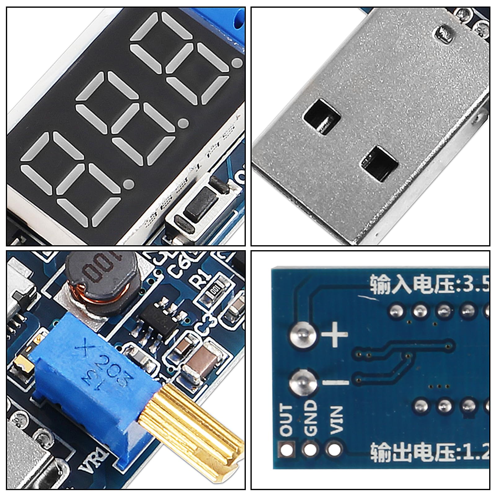 Xiitia 6Pcs Usb Buck Boost Converter 3.5V 12V To 1.2V 24V Dc Dc Adjustable Step Up Step Down Power Supply Module Voltage Regulat