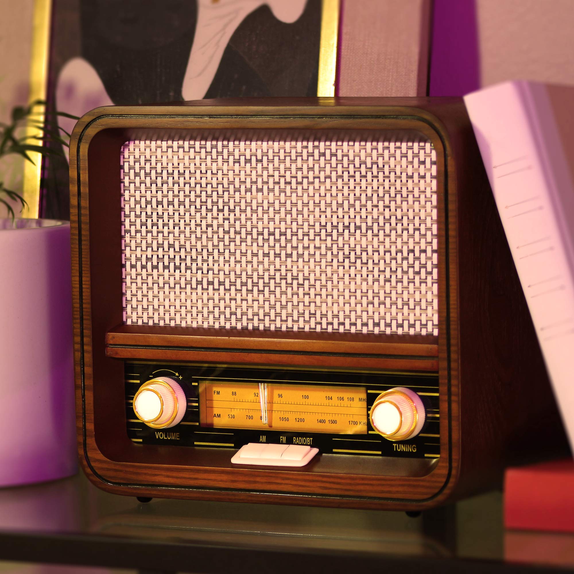 Fuse Rad V1 Vintage Retro Radio | Am/Fm Radio Speaker With Bluetooth & Aux Input | Mid Century Modern Style | Real Handcrafted A