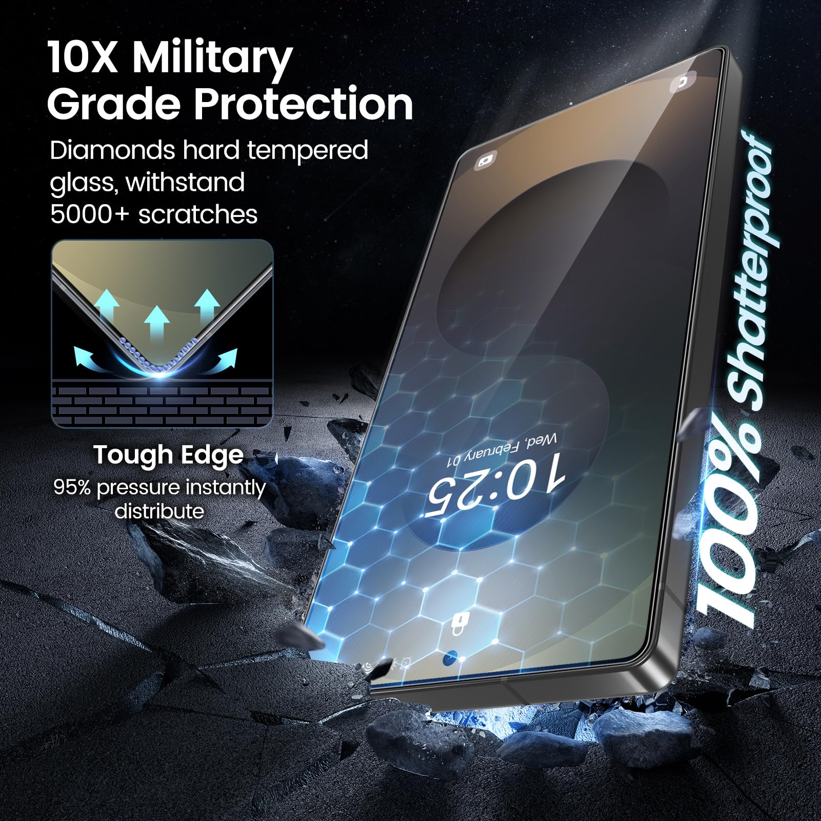 Mohave 4 Pack Screen Protector For Samsung Galaxy S25 Ultra 6.9'' With 2 Pack Camera Lens Protector [Auto Alignment/Dust Removal