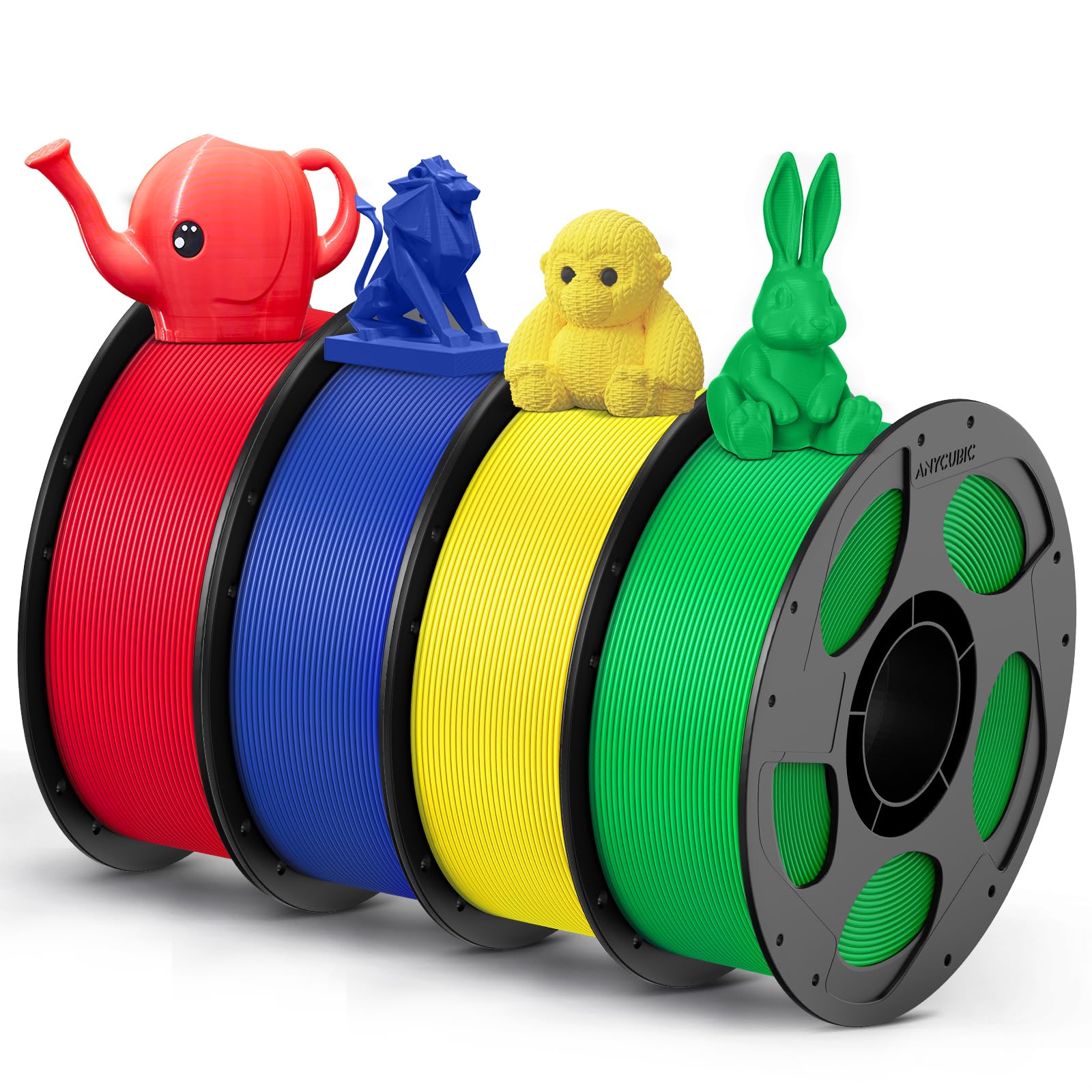 ANYCUBIC PETG Filament 1.75mm Bundle, 3D Printer Filament, Dimensional Accuracy +/- 0.02mm, Exceptional Toughness, 1KG Reusable 
