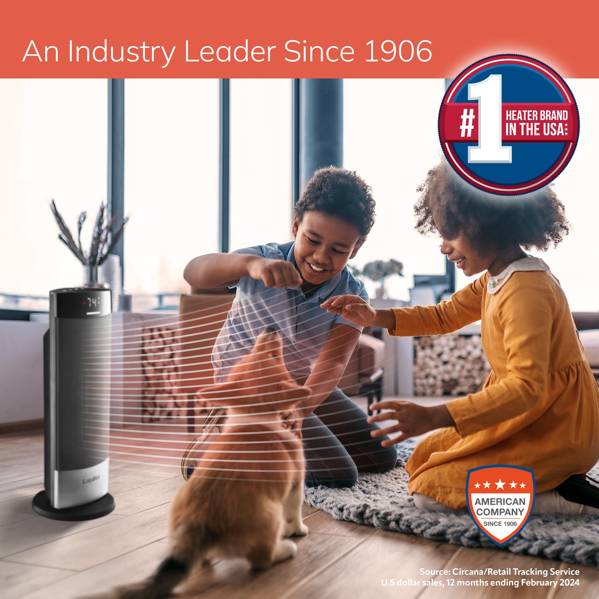 Lasko Ellipse Ceramic Tower Heater For Home With Tipover Switch, Child Lock, Digital Display, Thermostat, Wide Oscillation, Remo