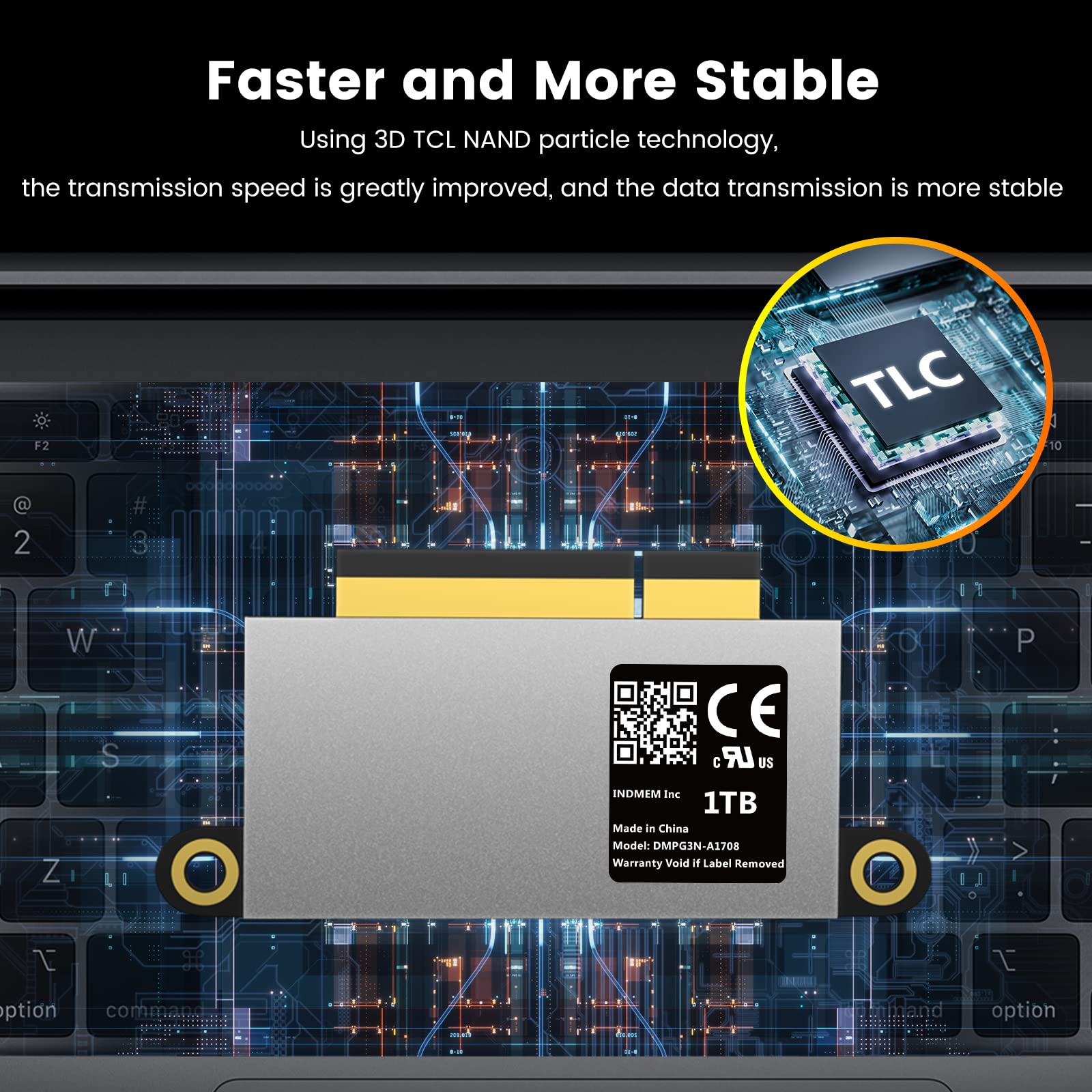 Indmem Nvme Pcle Ssd 1Tb 3D Tlc Flash Hard Drive With Tools For Upgrade 2016 2017 13' Macbook Pro A1708(Emc 2978/3164 Non Touch Bar Models(Late 2016 Mid 2017 Year)