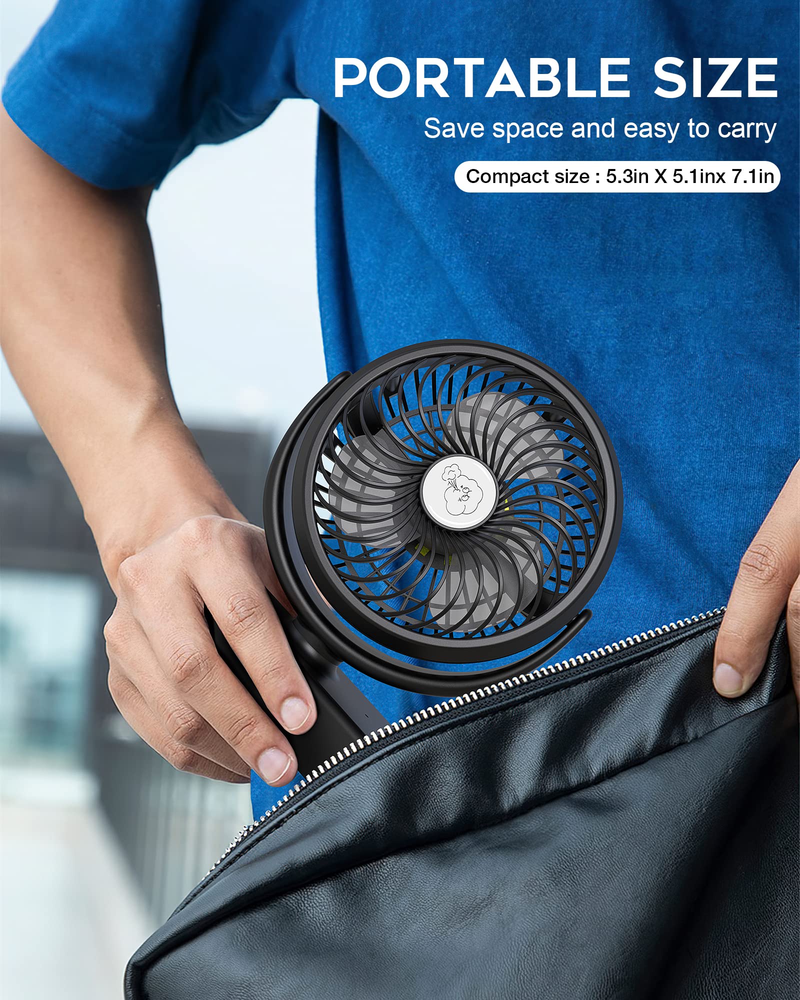 Reenuo Portable Camping Fan, Small Tent Fan With Hanging Hook, 40 Working Hours Rechargeable Usb Battery Fan With Led Lights For