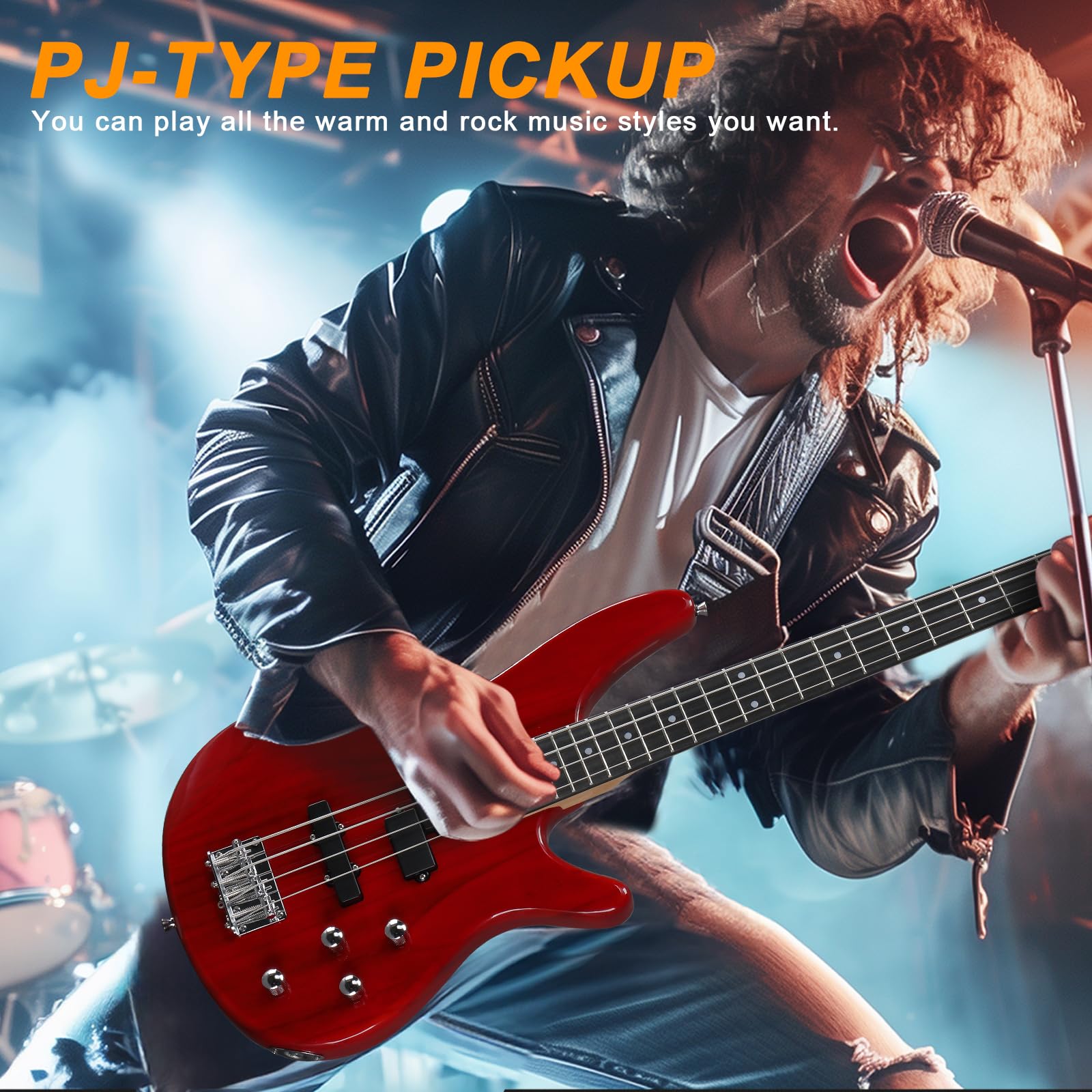 Ktaxon Electric Bass Guitar 4 String Bass Guitar With 20 Watt Amplifier, Pj Type Pickup, Naturally Air Dried Maple Neck, Rosewoo