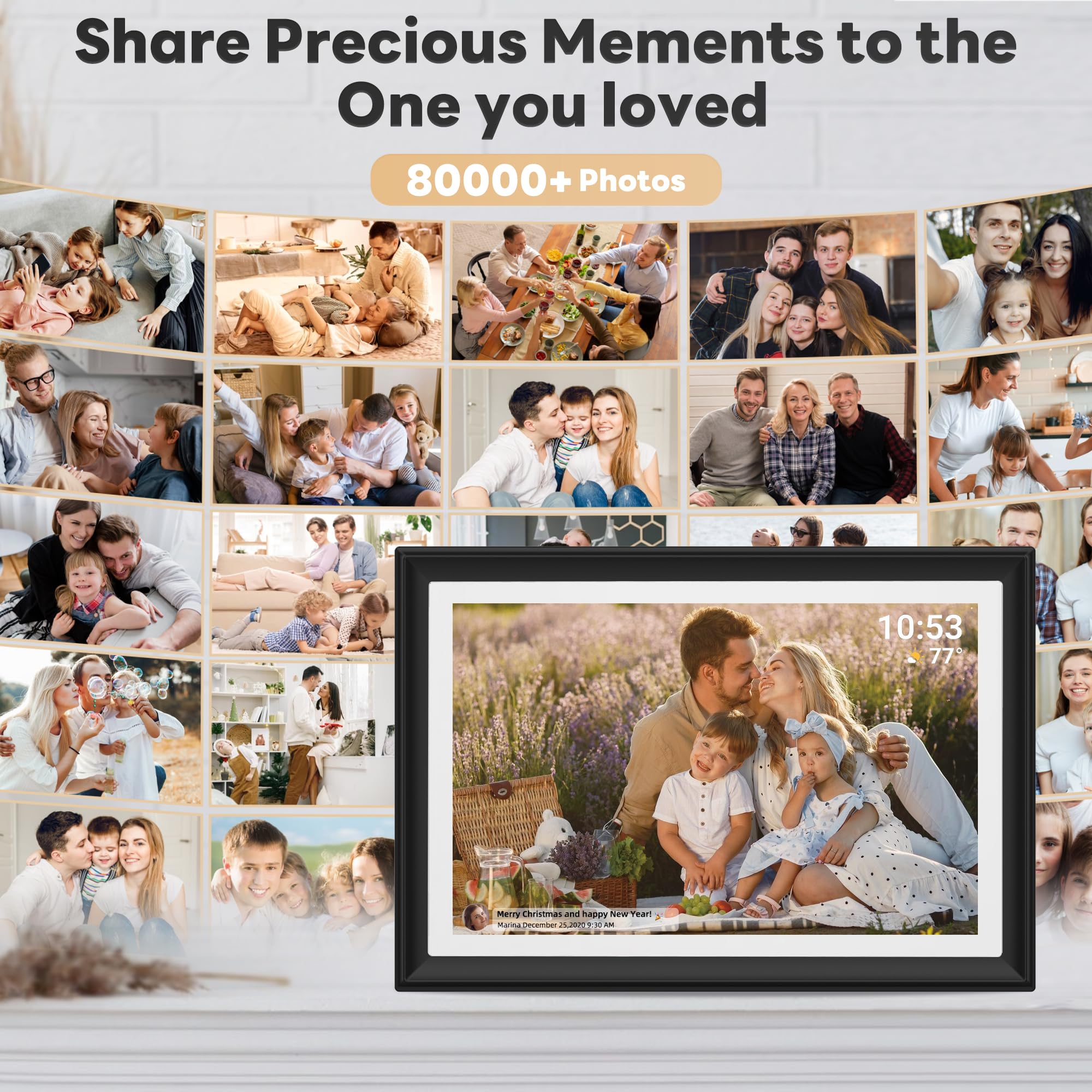 Reumar Digital Picture Frame,10.1 Inch,Wifi Smart Digital Photo Frame Ips Lcd Touch Screen, Auto Rotate,Built In 32Gb Storage, E