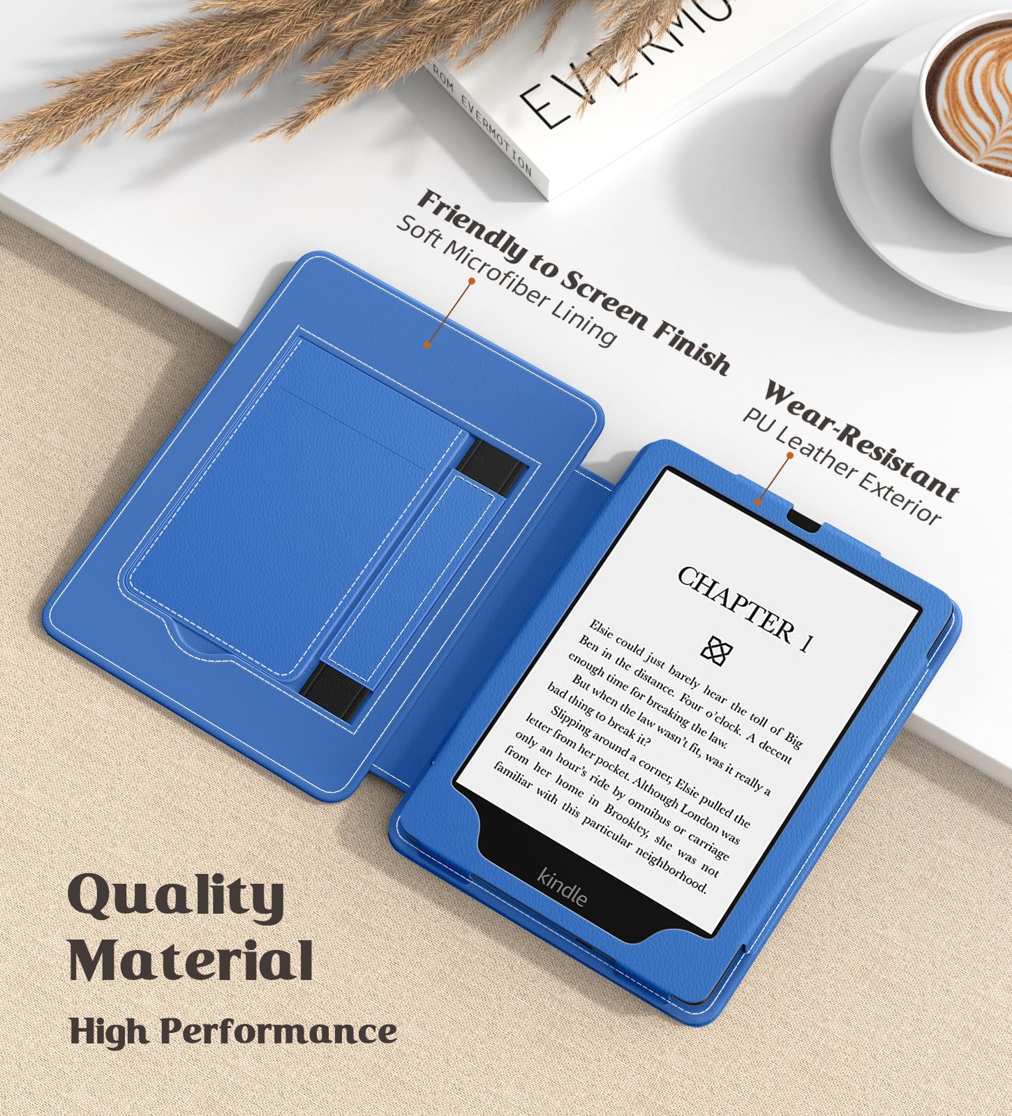 MoKo Case for 7'/6.8' Kindle Paperwhite(12th/11th Generation 2024/2021) and Kindle Colorsoft Signature Edition, Slim PU Shell Cover Case with Auto Wake/Sleep for Kindle Paperwhite 2024, Blue