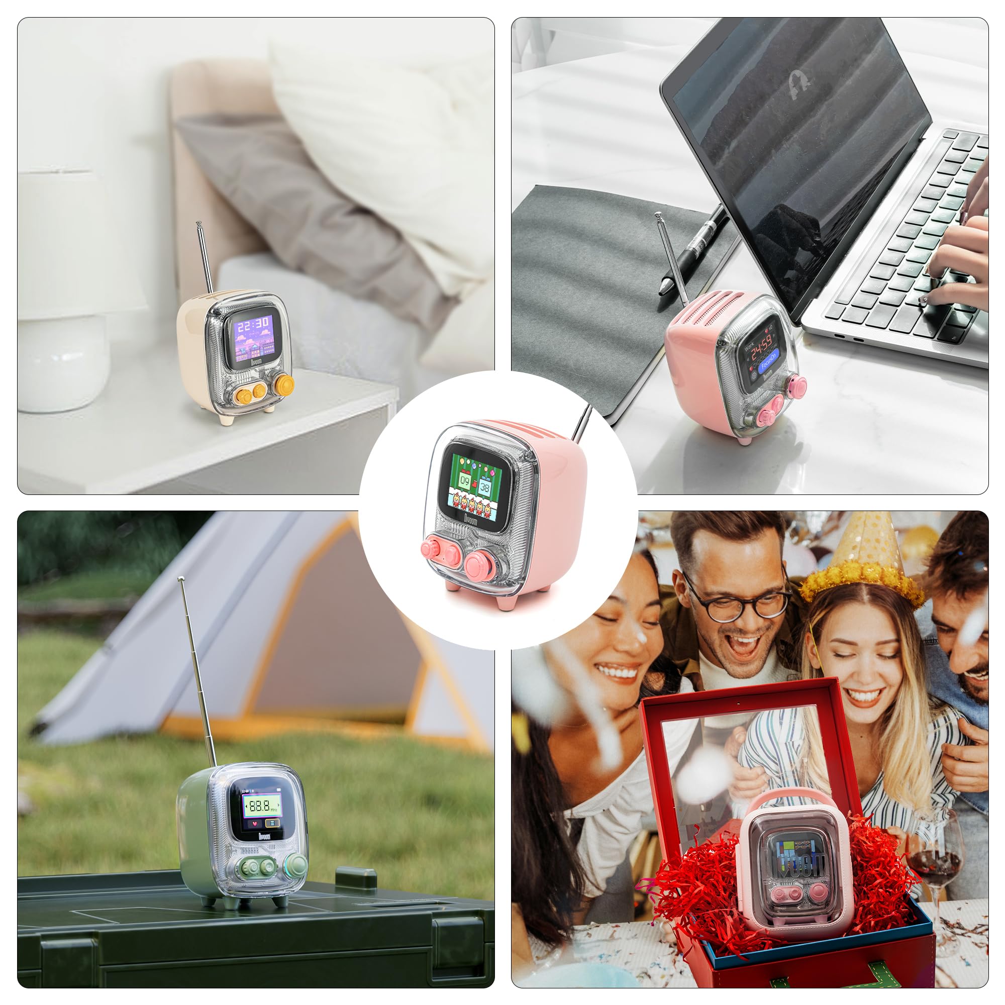 Divoom Tiivoo 2 Retro Bluetooth Speaker With Fm Radio,Pixel Art Portable Mini Cute Wireless Small Speaker,Vintage Decor Suitble