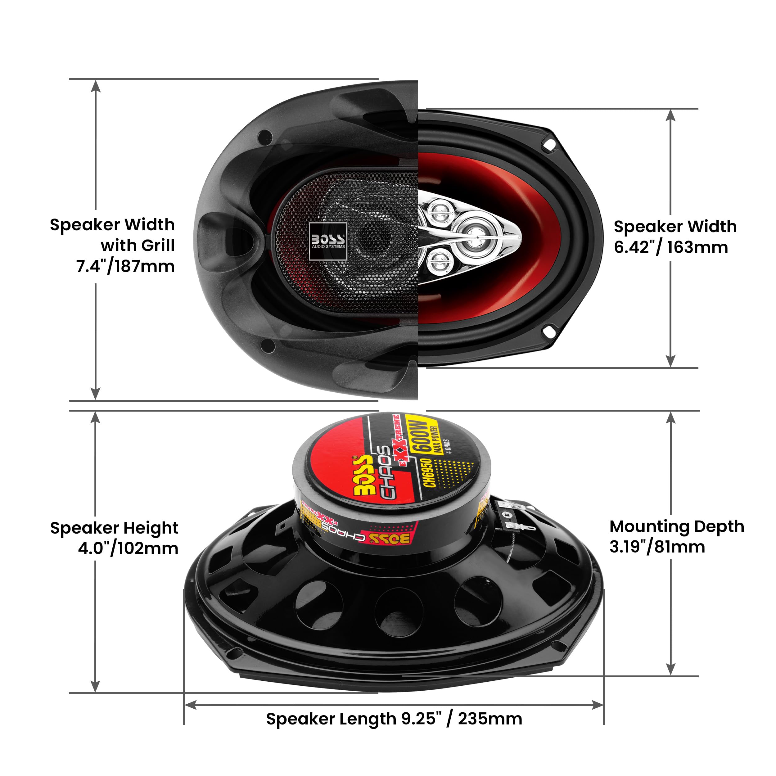 Boss 6X9 Speaker 5 Way Red Poly Injection Cone