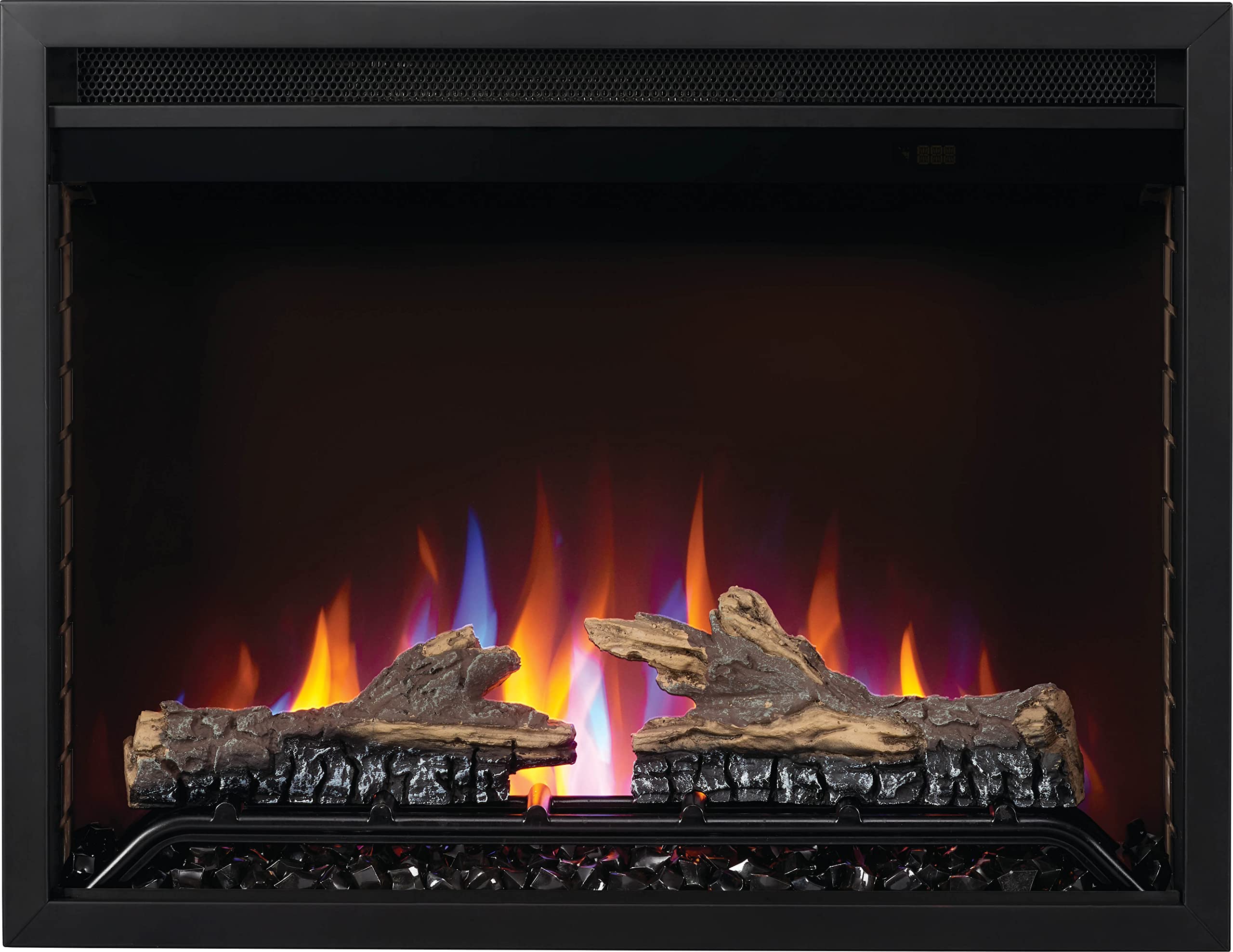 Napoleon Cineview 26   Nefb26H   Built In Electric Fireplace, 26 In, Black, Glass Front, Glass Crystal Ember Bed, Optional Burnt