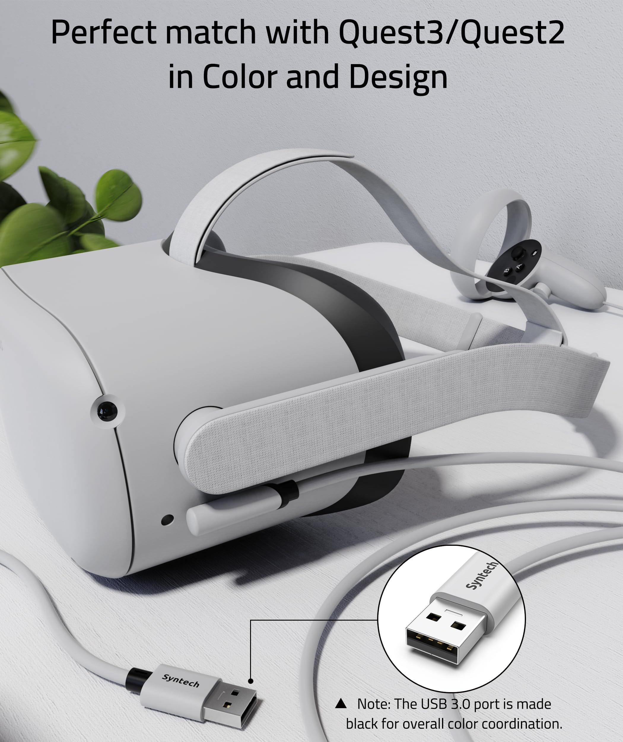 Syntech Link Cable 10 Ft Compatible With Meta/Oculus Quest 3, Quest2 Accessories And Pc/Steamvr, High Speed Pc Data Transfer, Us