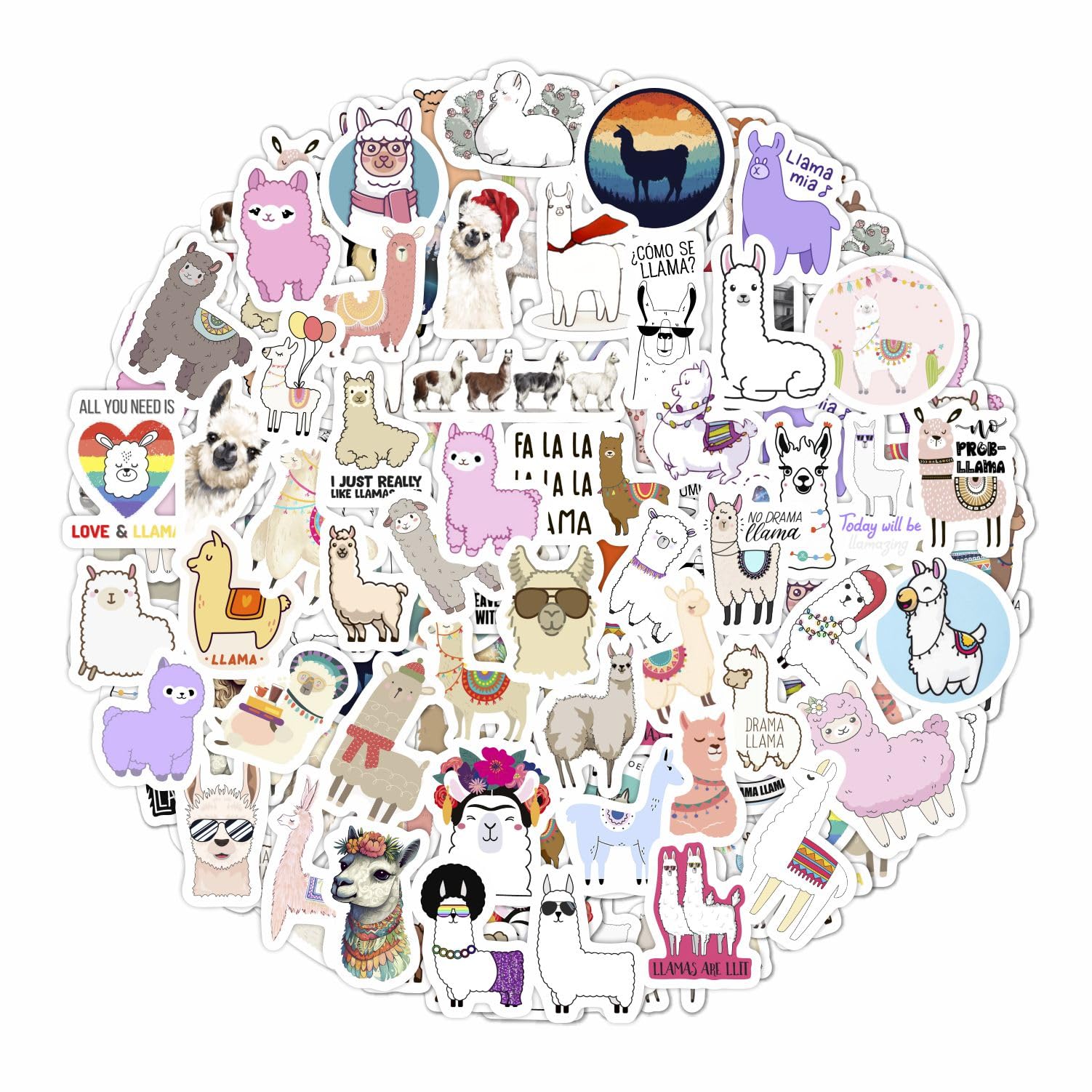 100Pcs Llama Stickers For Water Bottles & Laptop Decals   Llama Party Favors, Llama Birthday Party Decorations, Llama Gifts, Lla