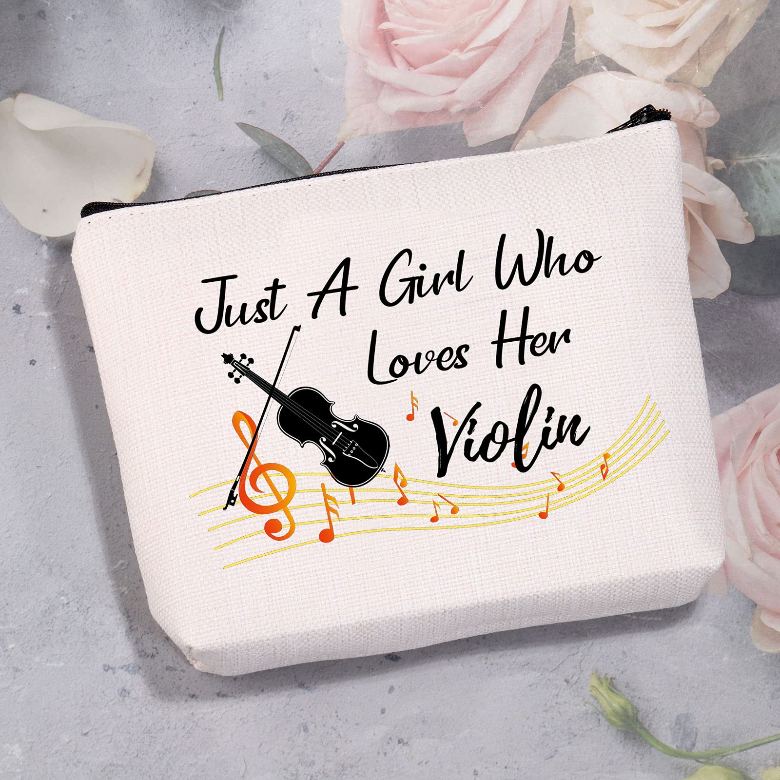 Meikiup Violin Gift Violin Lover Makeup Bag Violinist Gift Violin Performance Cosmetic Bag Who Loves Her Violin Travel Zipper Co