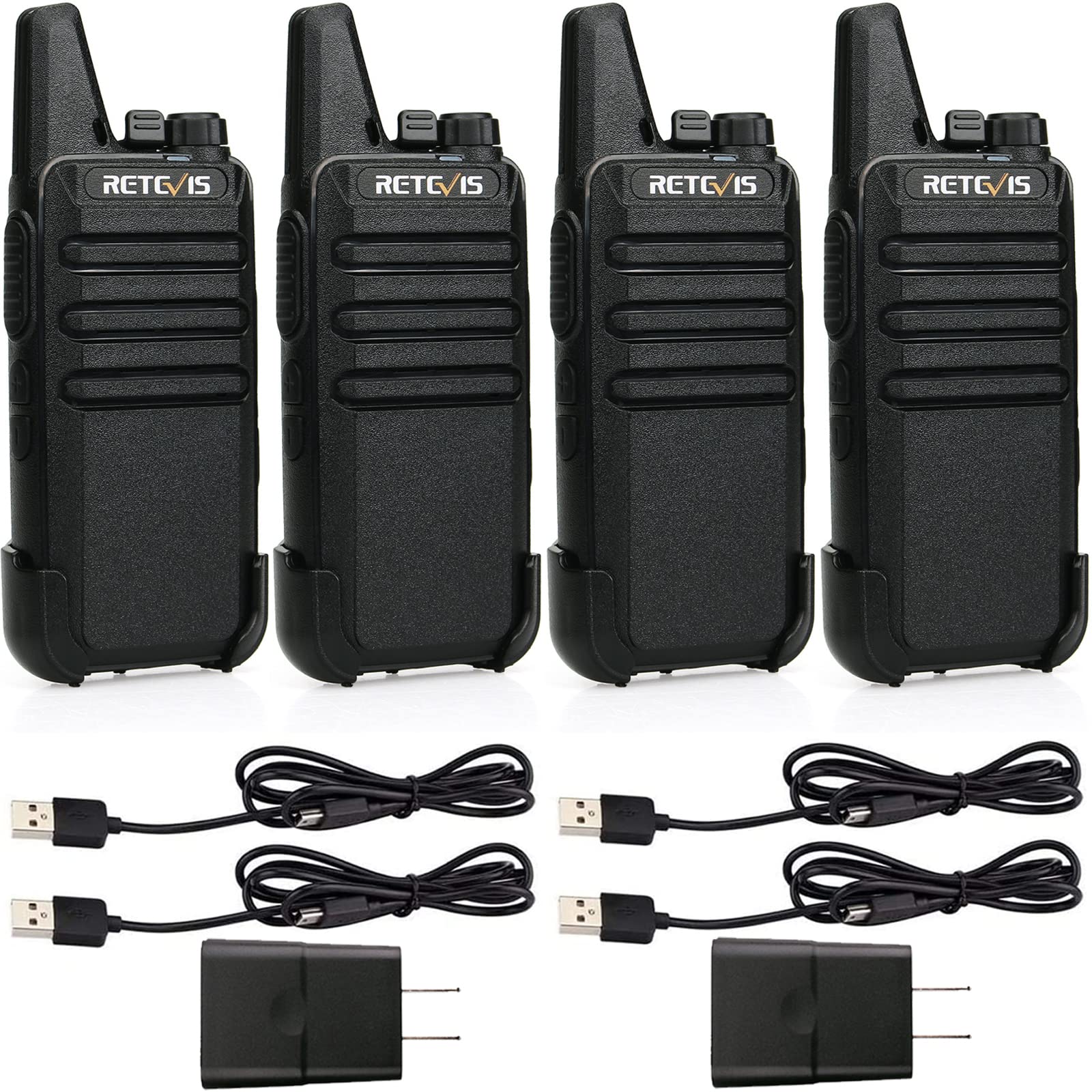 Retevis Rt22 Two Way Radio Long Range Rechargeable,Portable 2 Way Radio,Upgrade Type C Handsfree Walkie Talkies For Adults Cruise Hiking Hunting Skiing(4 Pack)