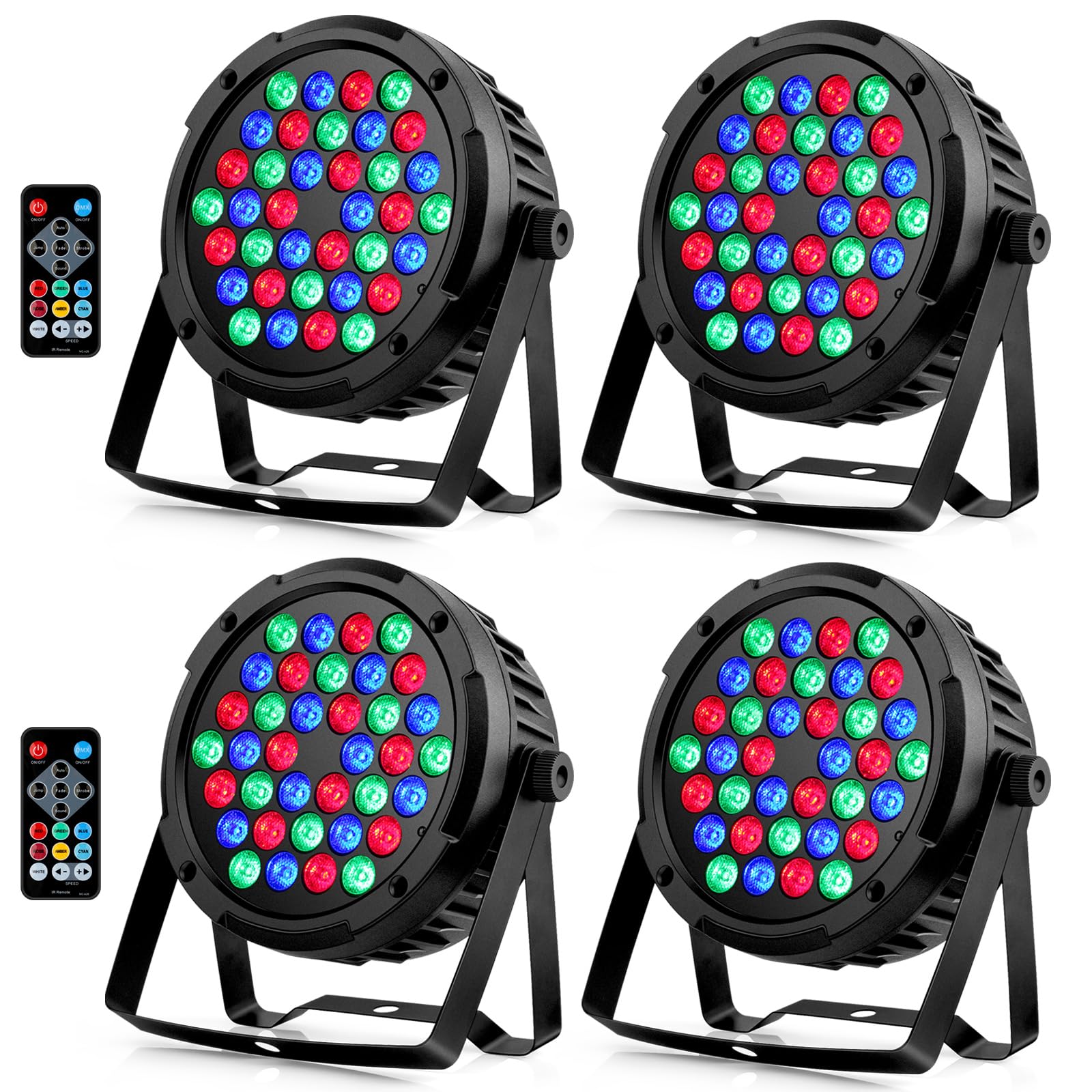 36Led Par Lights 4 Pack   36W Rgb Par Can Lights Remote Dmx Control Uplighting For Events Wedding Christmas Party Dj Music Dance