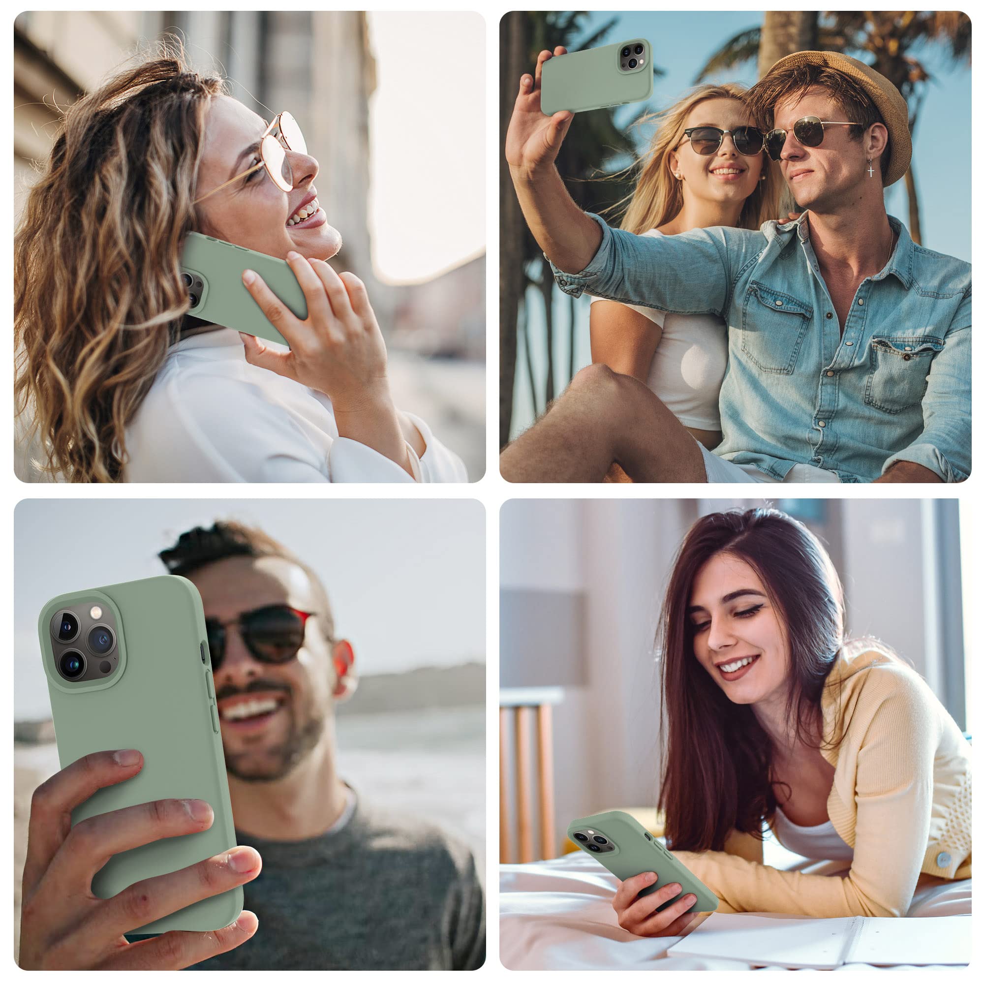 Otofly Designed For Iphone 14 Pro Case, Silicone Shockproof Slim Thin Phone Case For Iphone 14 Pro 6.1 Inch (Calke Green)