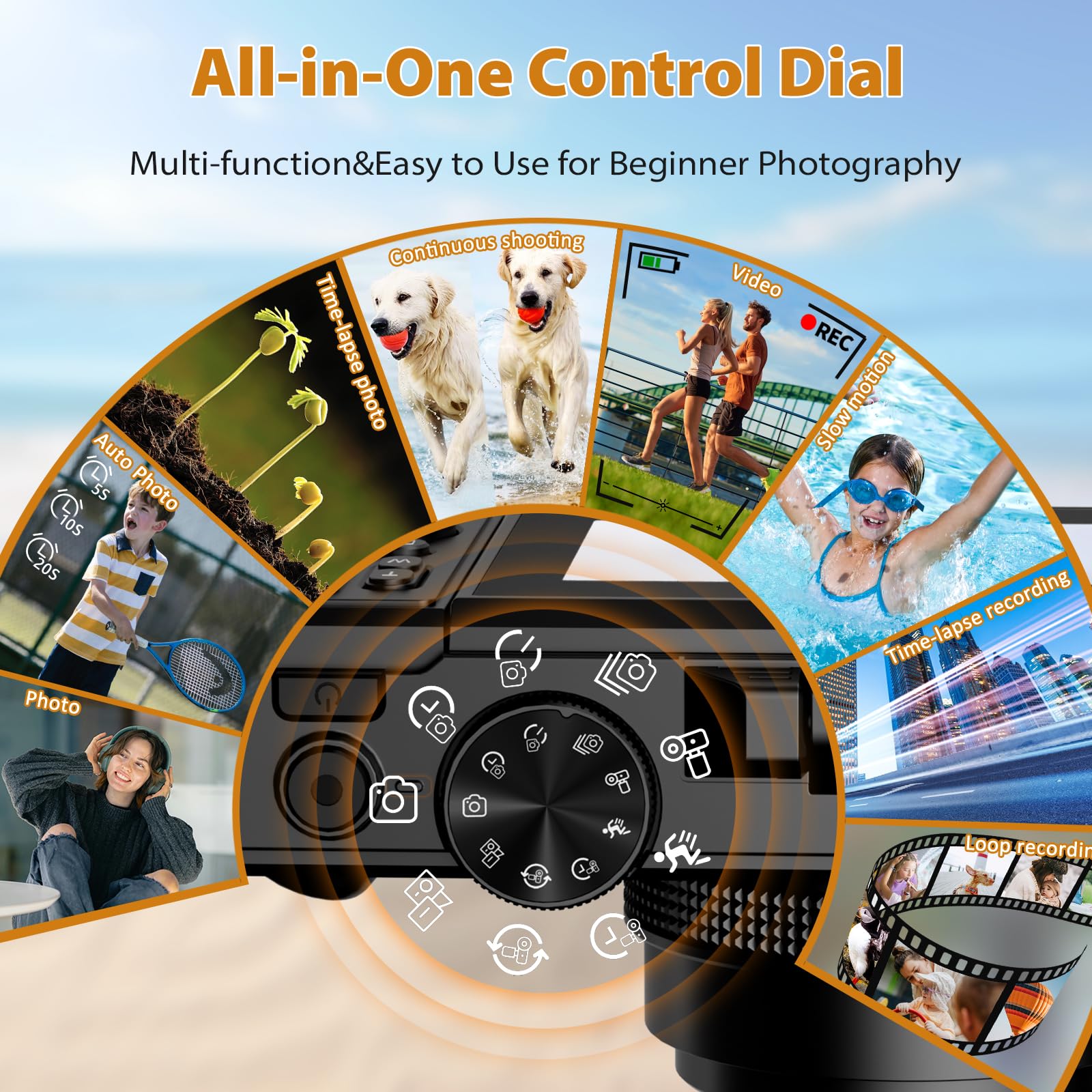 Cameras For Photography, 4K 64Mp Digital Vlogging Camera For Youtube With 3'' 180? Flip Screen, Compact Wifi Camera With 18X Dig