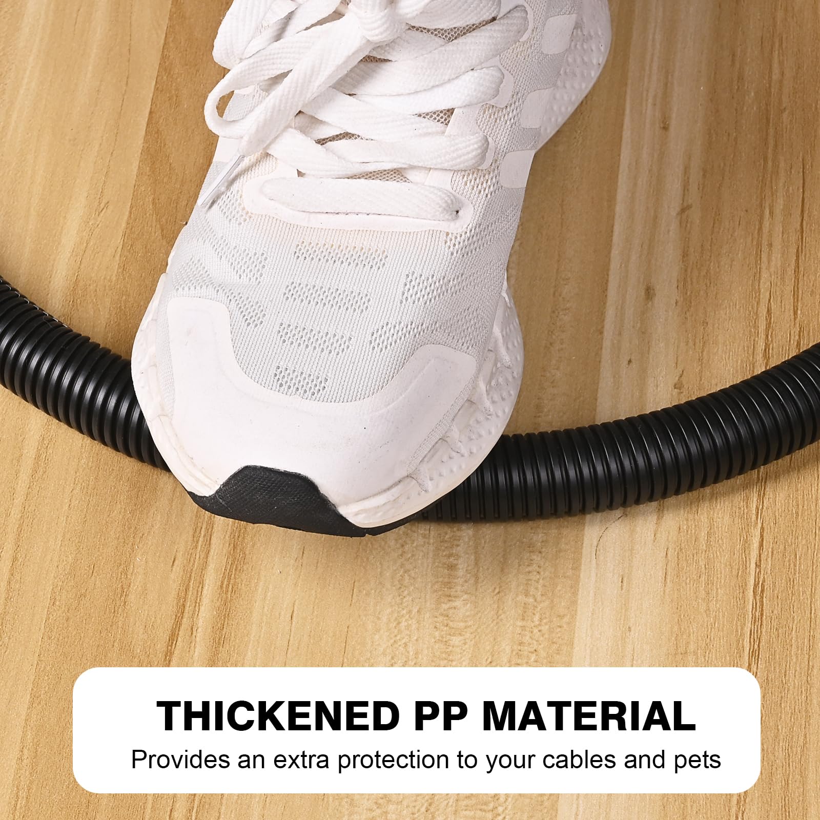 CrocSee Flame Retardant Split Wire Loom Tubing with Installation Tool Polypropylene Black 25ft 1/2 inch