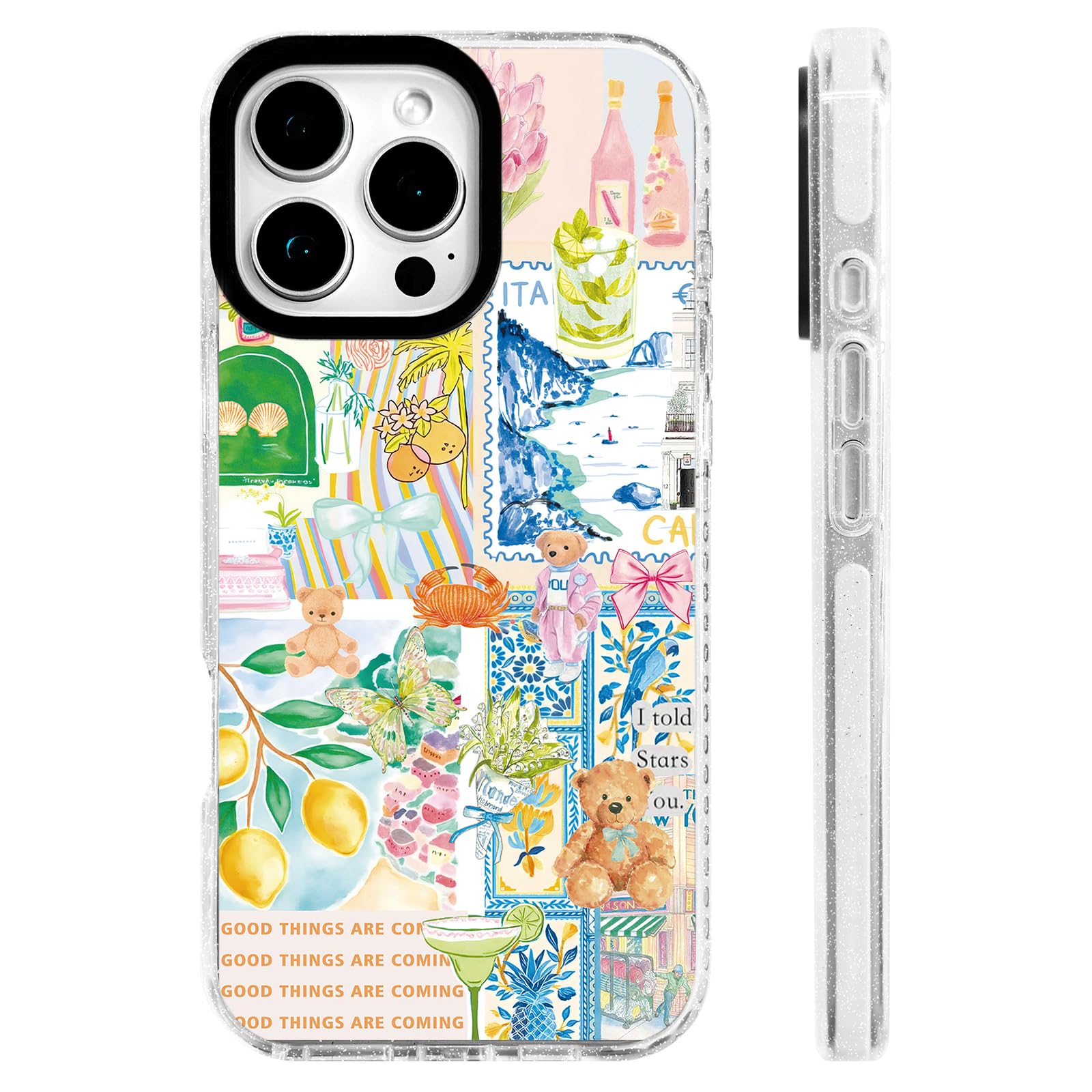 ChiCs-Flaura for iPhone 16 Pro Max Case [Military-Grade Drop Protection/Uplifting Soft TPU Protective/Camera Protection/for Wome