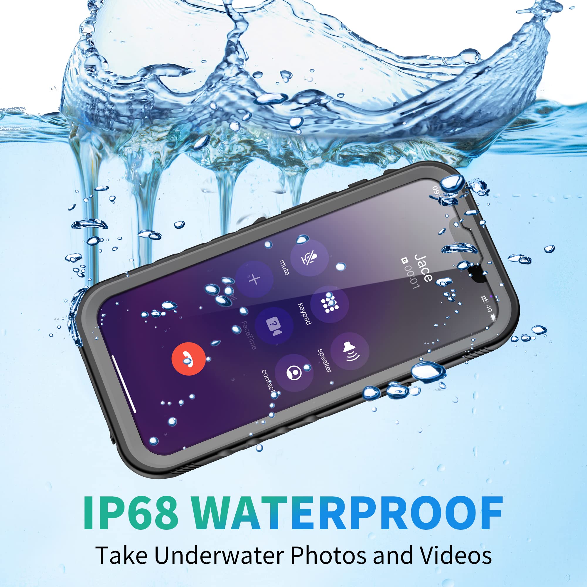 Sportlink For Iphone 13 Waterproof Case, Built In Shockproof Dustproof Screen Protector, Ip68 Underwater Full Body Sealed Droppr