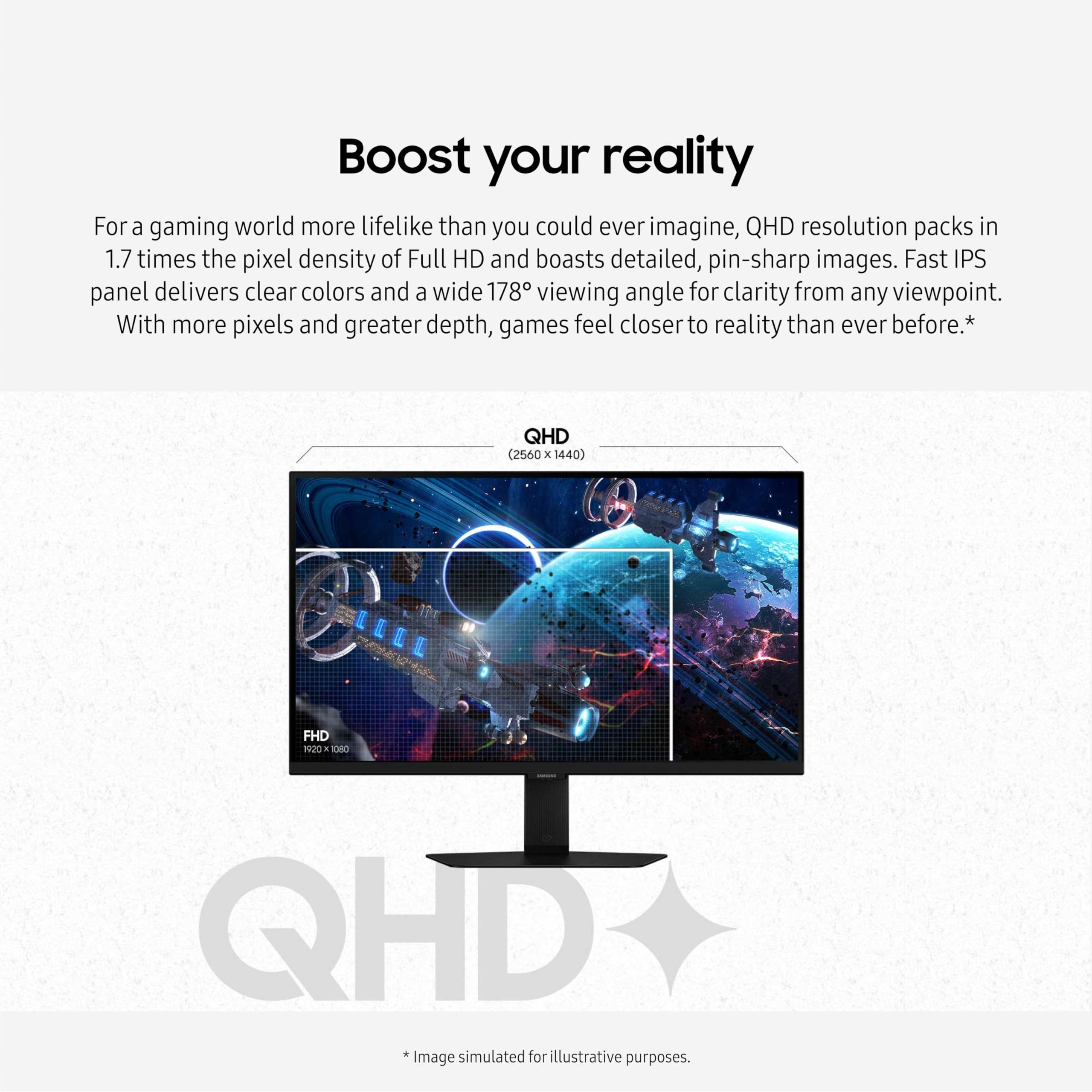 Samsung 32 Inch Odyssey G50D Series Qhd Fast Ips Gaming Monitor, 1Ms, Vesa Displayhdr 400, 180Hz, Amd Freesync, Adjustable Stand