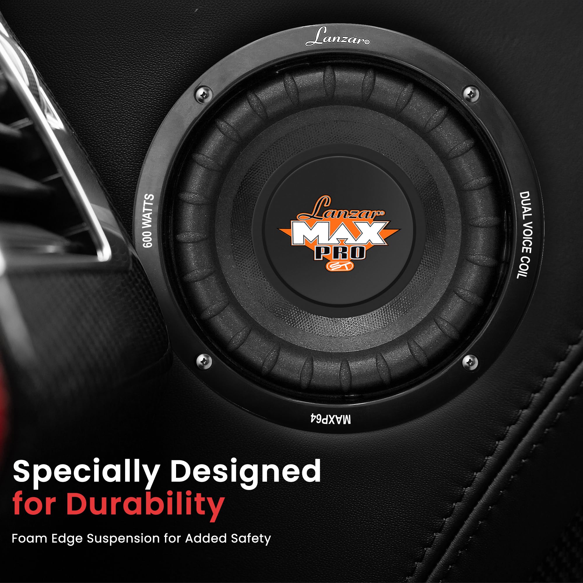 Lanzar 6.5? Car Subwoofer Speaker   Black Non Pressed Paper Cone, Aluminum Voice Coil, 4 Ohm Impedance, 600 Watt Power And Foam
