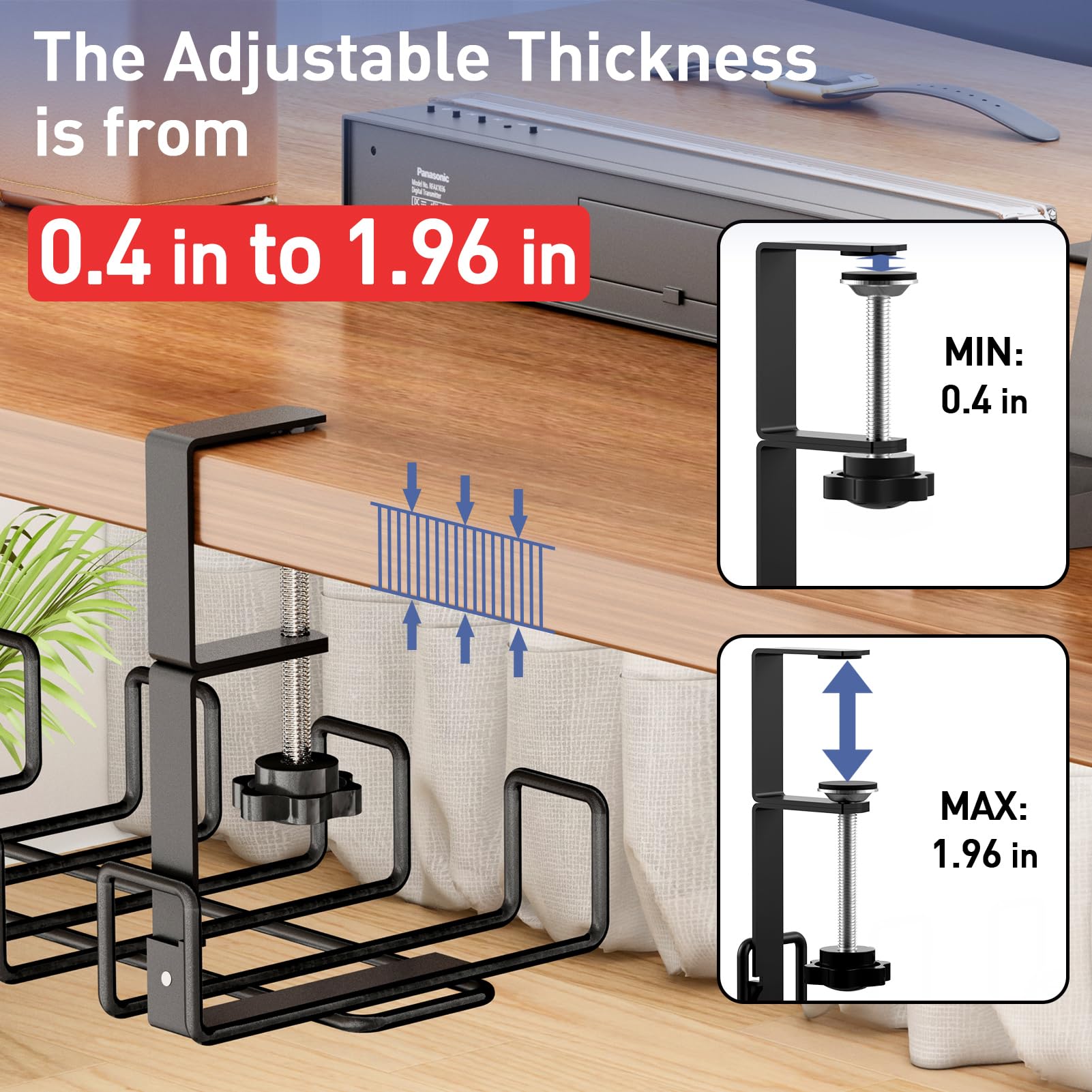Spacecare Under Desk Cable Management Tray, Cable Management Under Desk For Cord Organizer,15.7'' No Drill Wire Organizer Cable