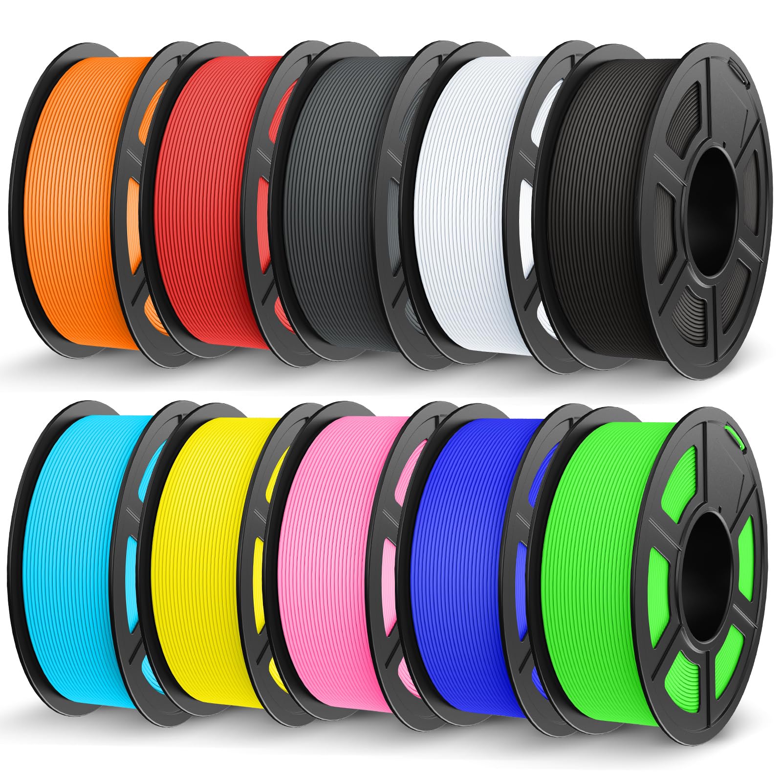 JAYO Rapid PETG Filament Bundle 1.75mm 11KG, High Speed PETG 3D Printer Filament, High Toughness 1.1kg per Spool, 10 Spools, Bla